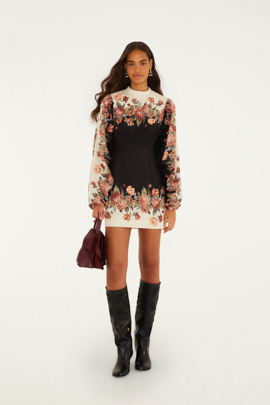 Farm Rio Winter Floral Mini Dress