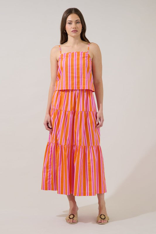 SL Desmond Stripe Cami/ Skirt Set- Orange