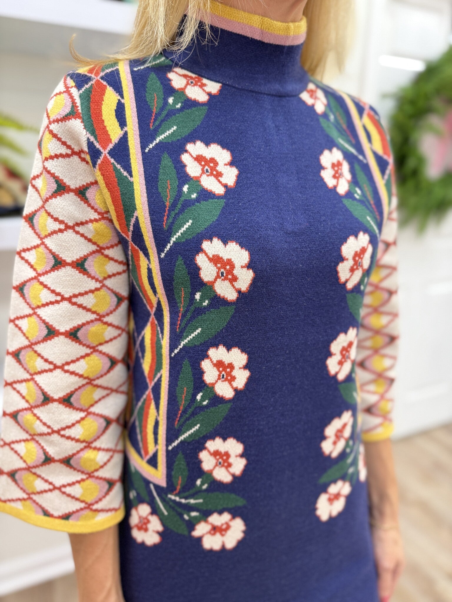 FT Floral Geo Knit Dress