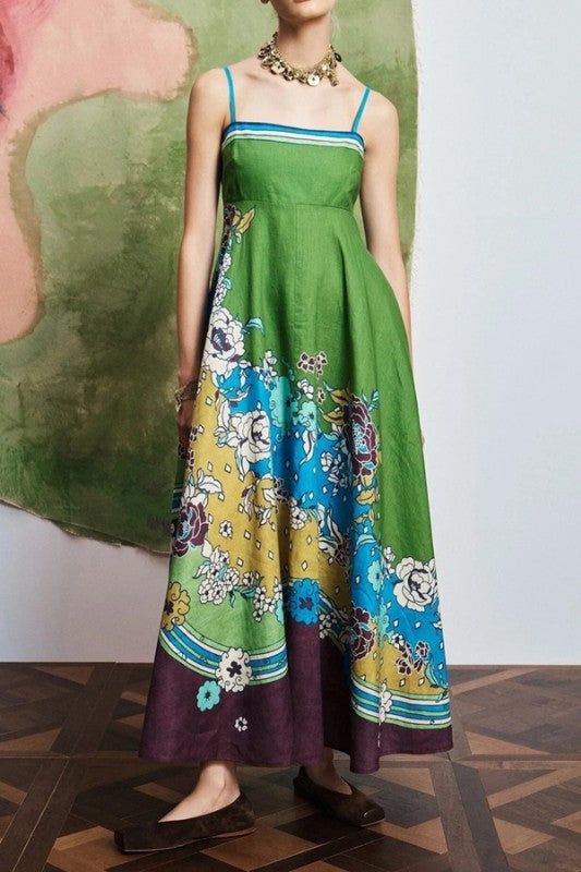 SU Green Floral Maxi Dress