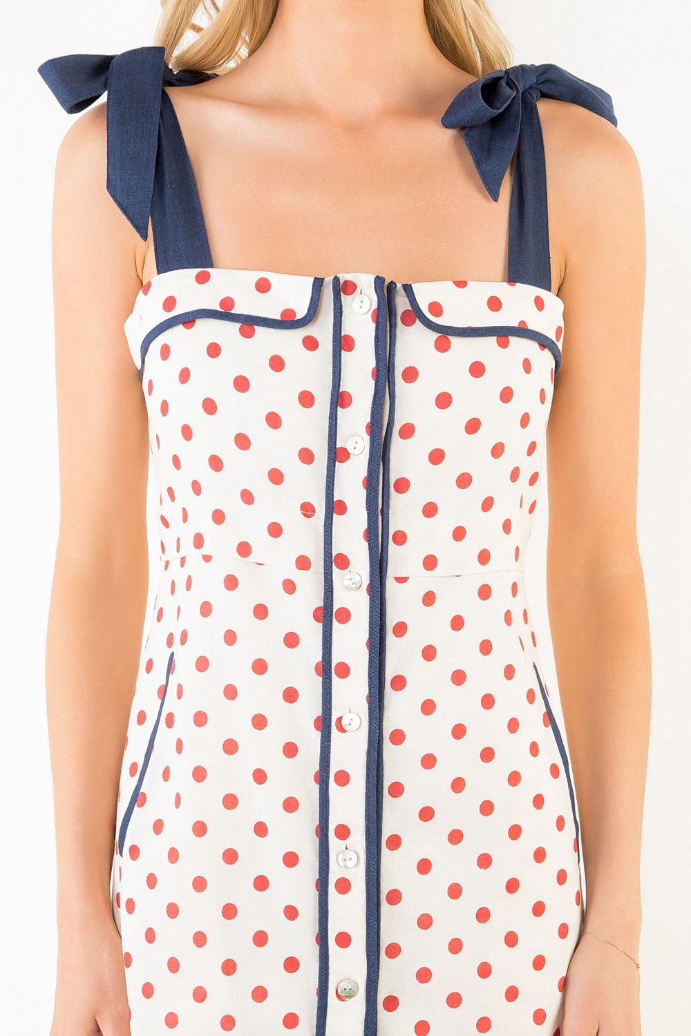 THML Polka Dot Tie Midi- Cream