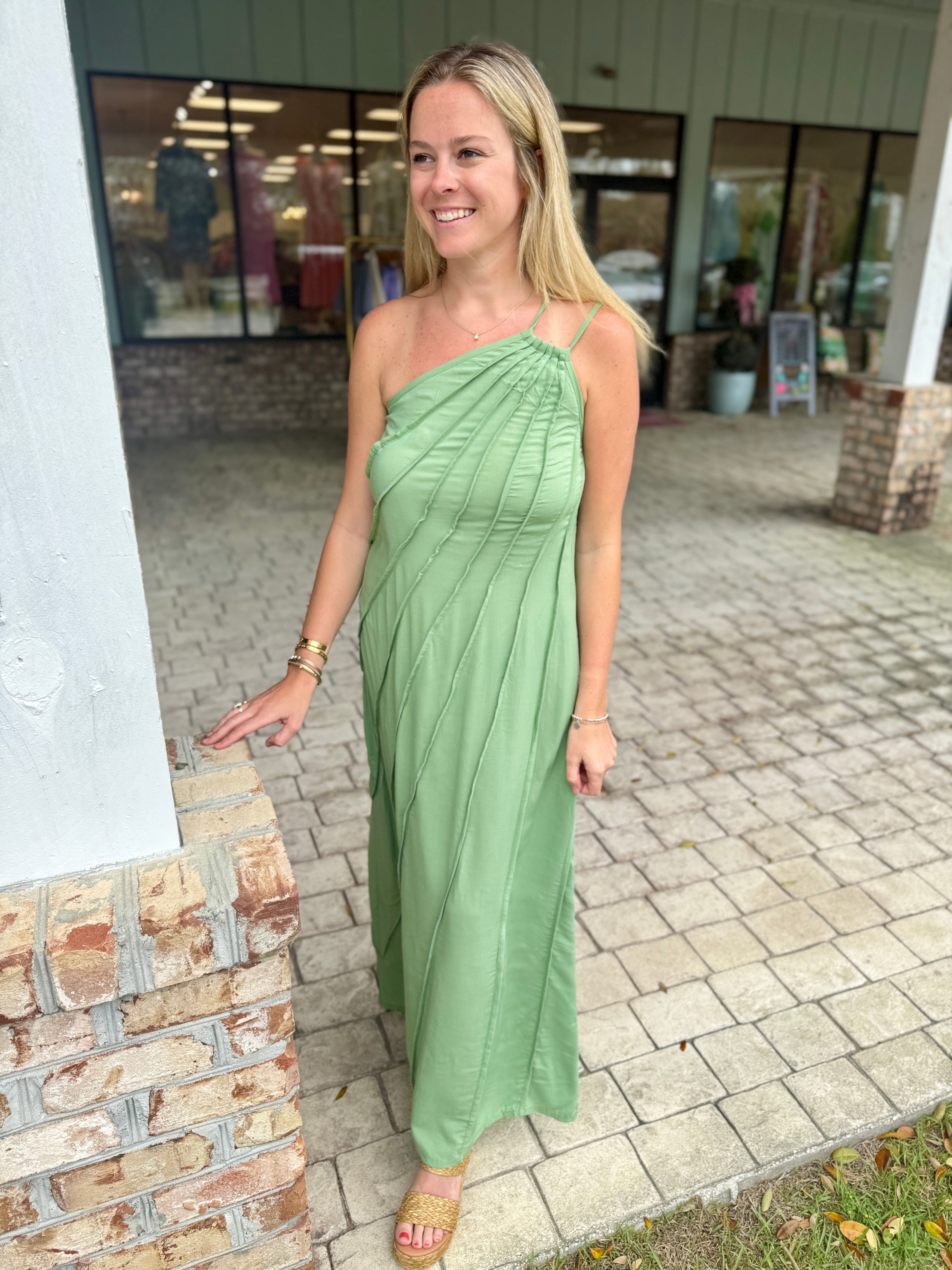 Phie Piping One Shoulder Maxi