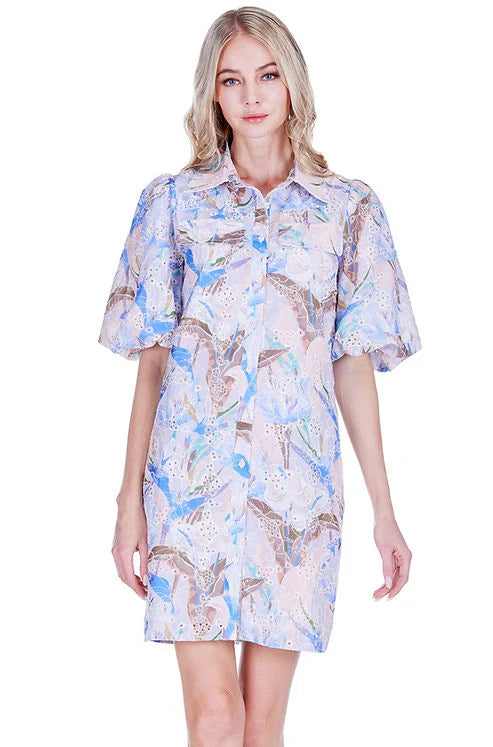 Joy Joy Eyelet Mist Shift Dress