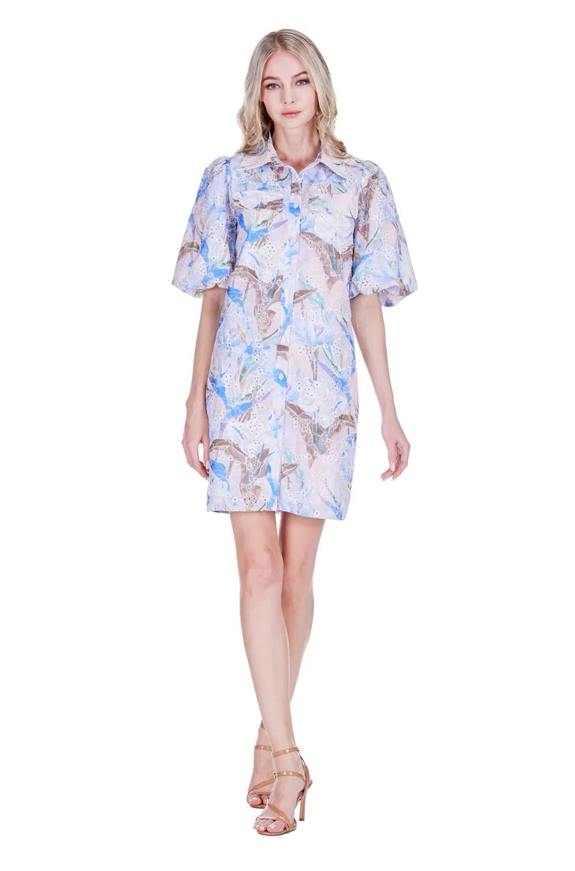 Joy Joy Eyelet Mist Shift Dress