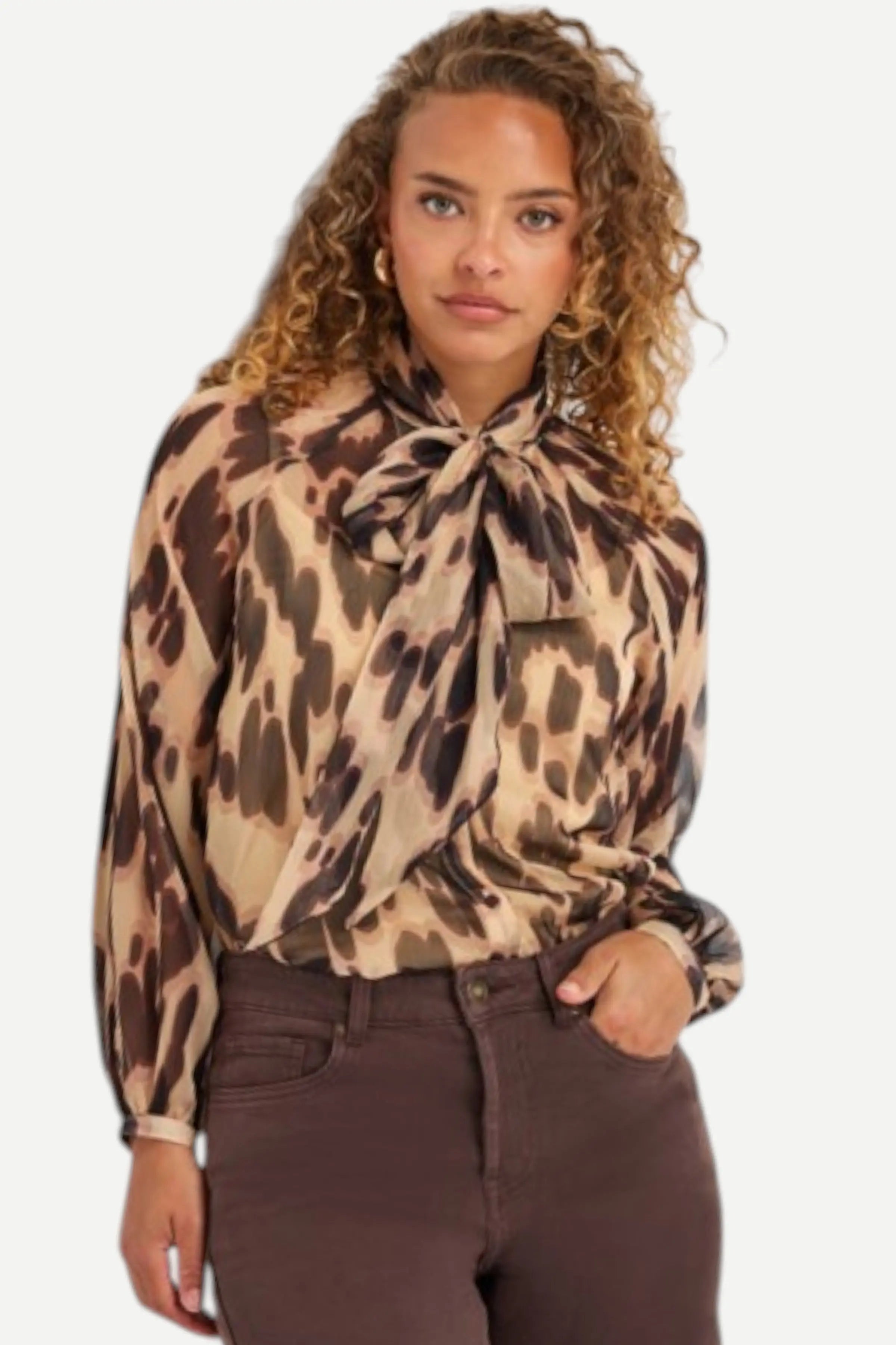 Esqualo Sheer Lined Button Blouse