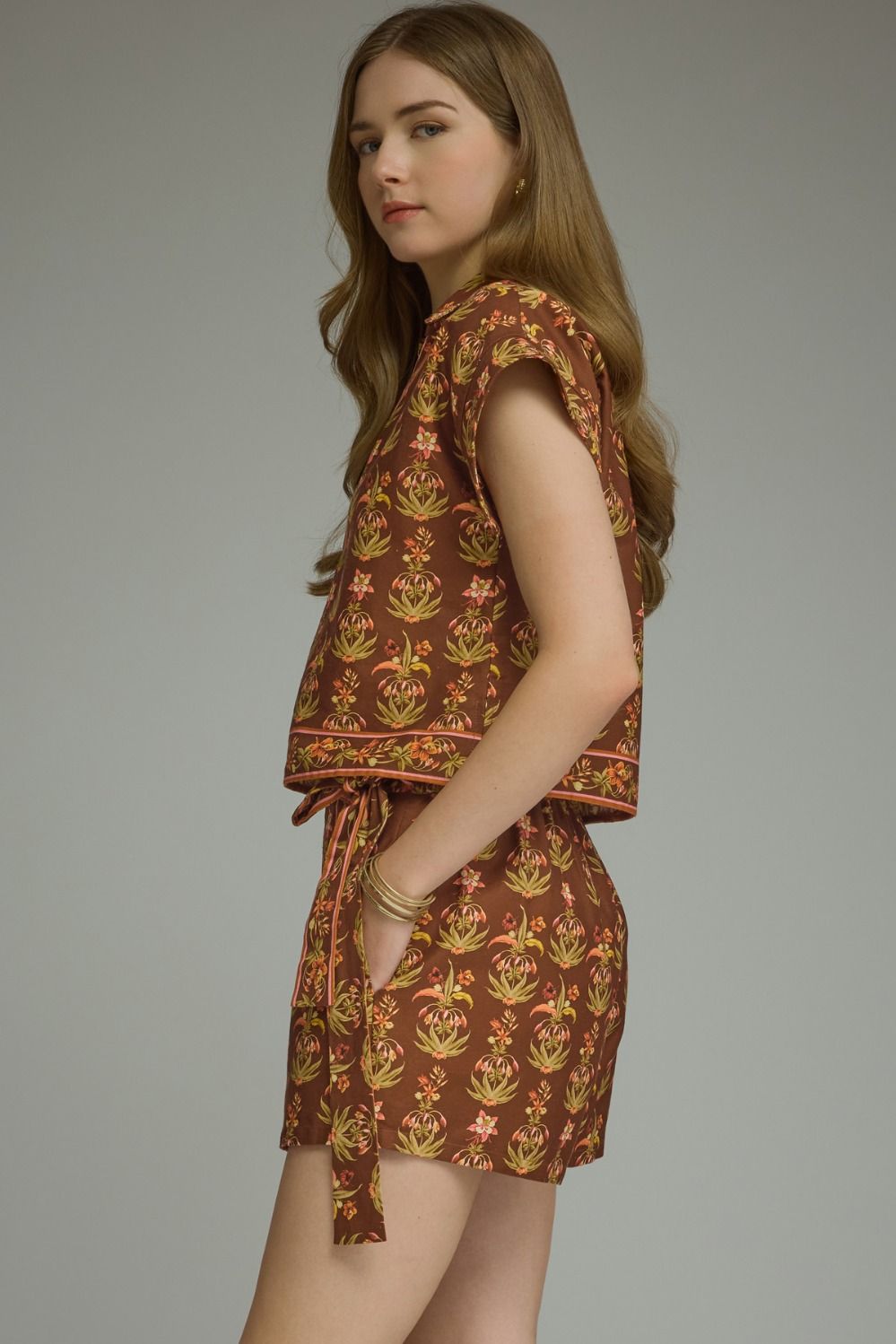 ETO Floral Contrast Border Skort Set- multi