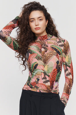 Farm Rio Artisanal Birds Jersey Top