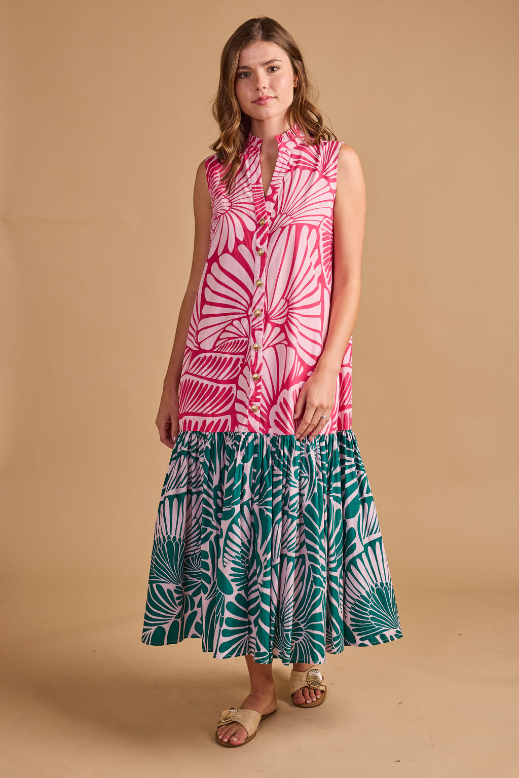 Double A Hillary Dress- Flamingo Shell