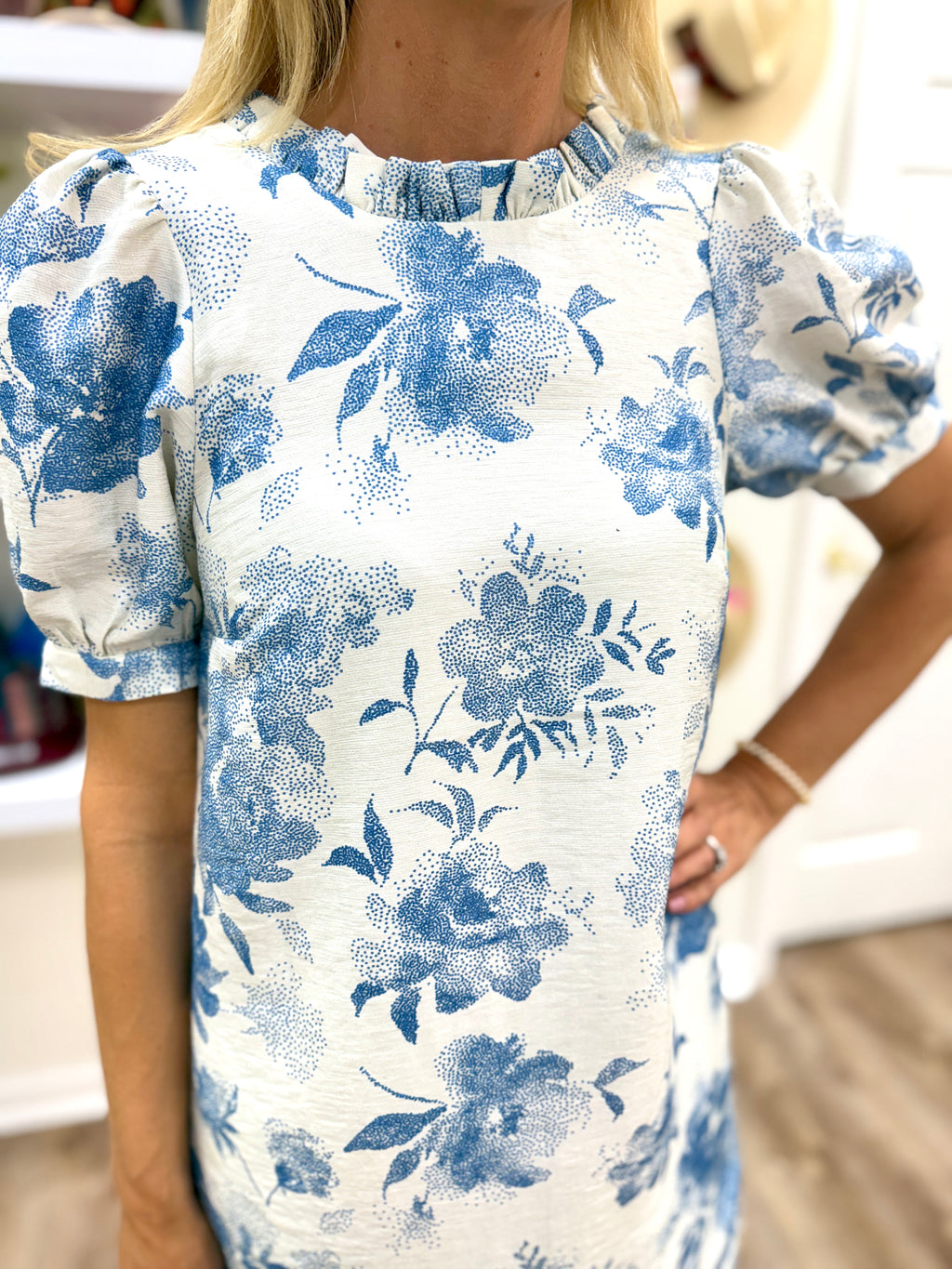 Joy Joy SS Trim Dress- Porcelain