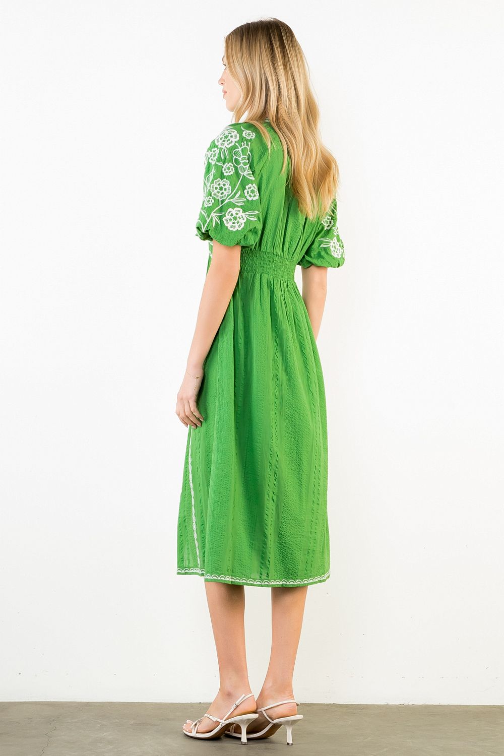 THML Embroidery Detailing Midi- green