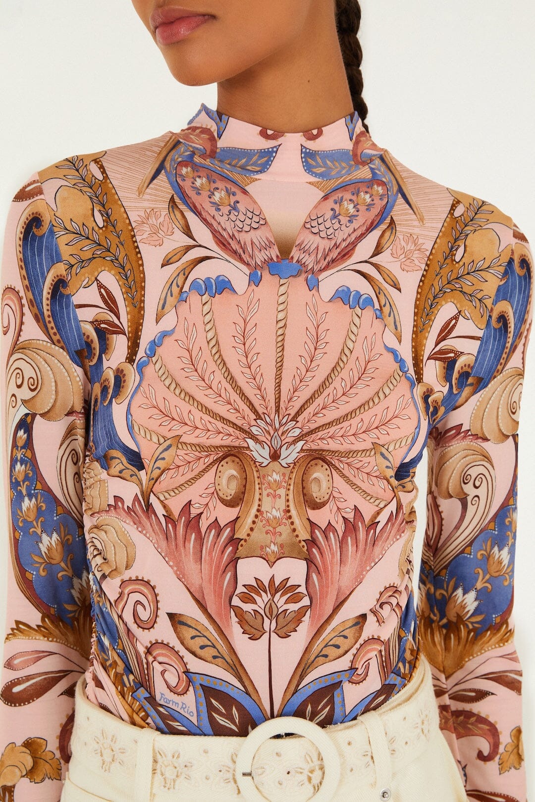 Farm Rio Sea Garden Scarf Blouse