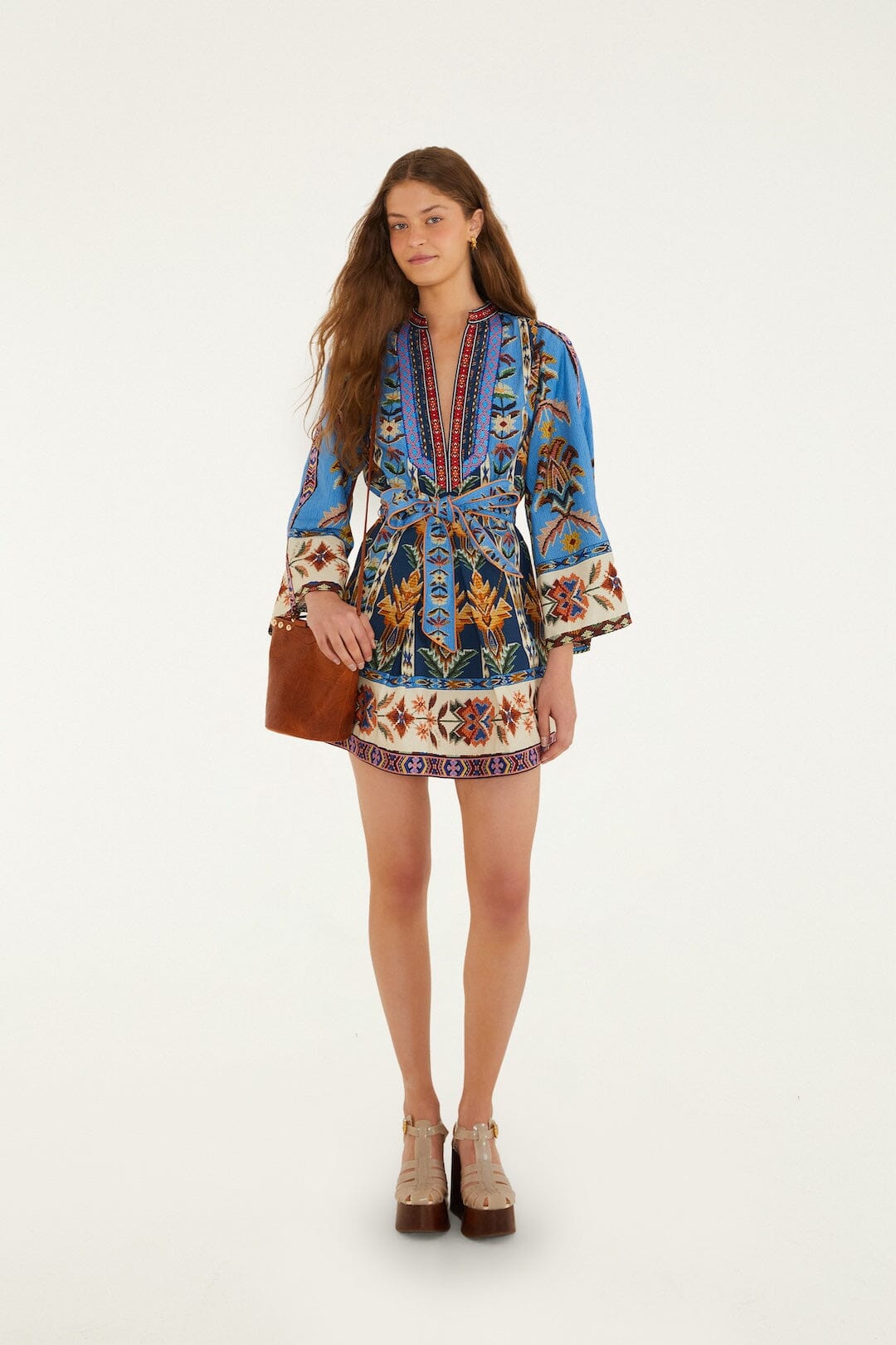 Farm Rio Embroidered Tapestry Dress