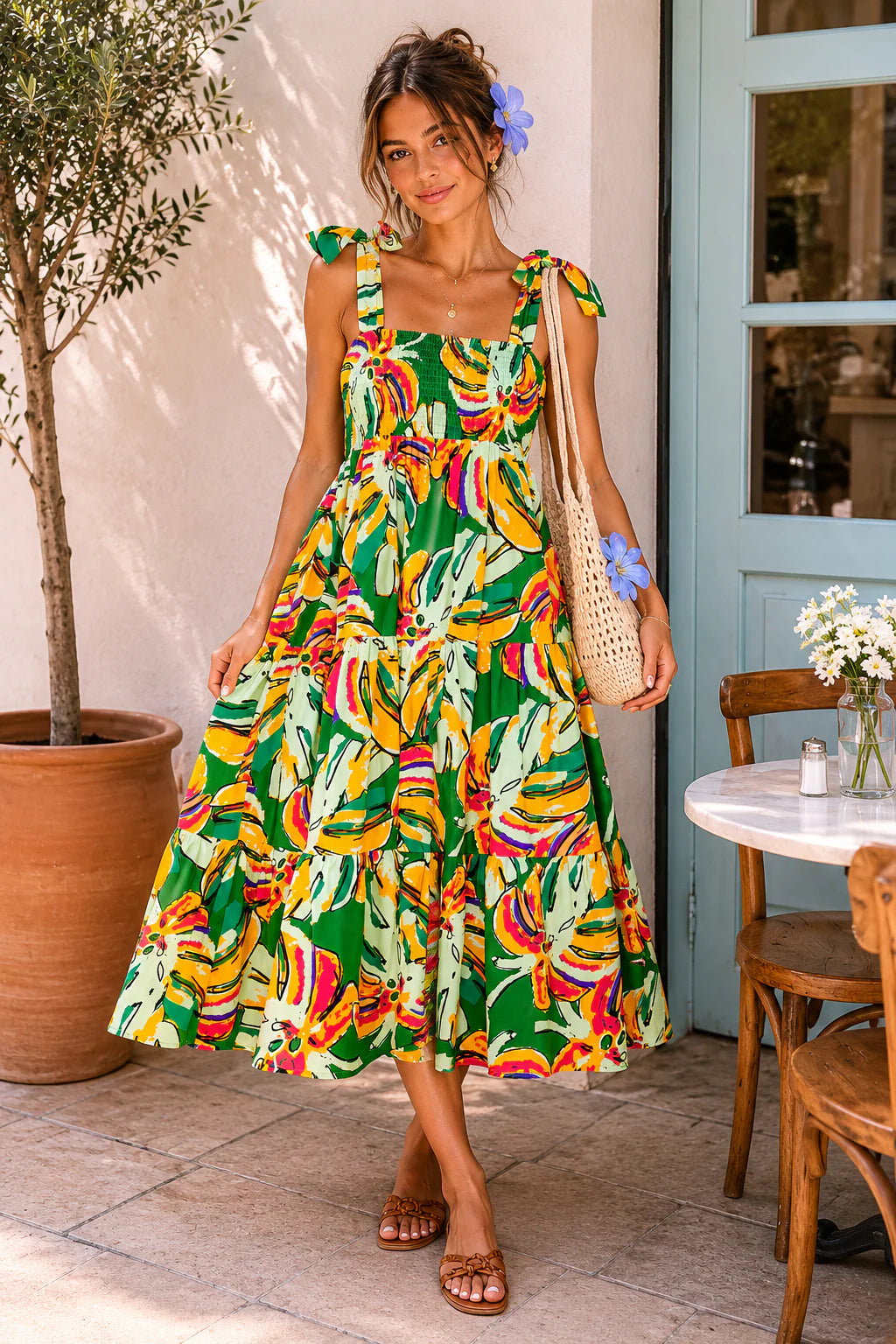 Meet Me in Santorini Calypso Smock Midi