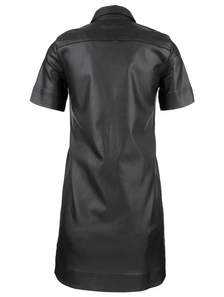 Kut Tatiana Leather Placket Dress- Black