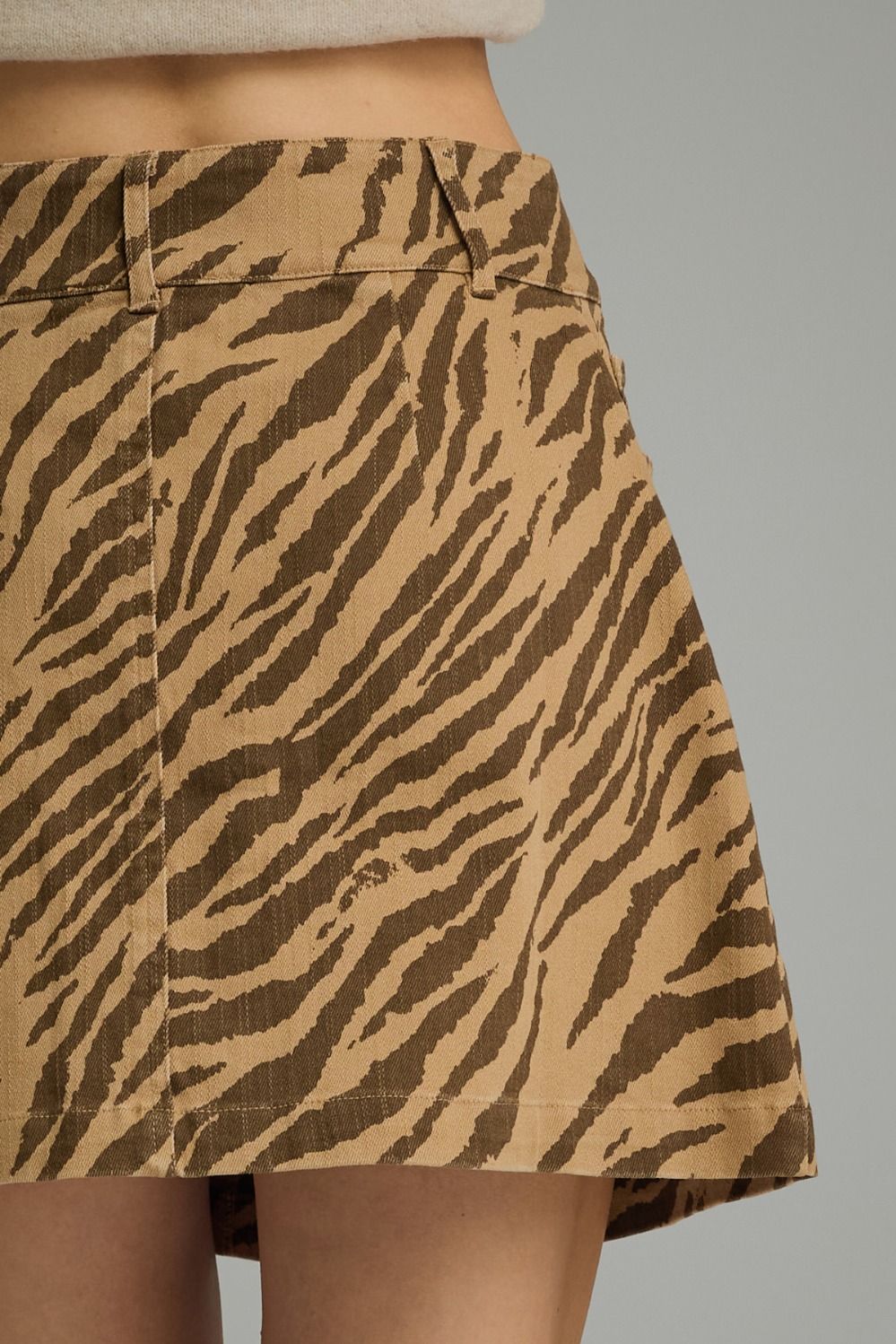 ETO Animal Print Button Skirt- tan