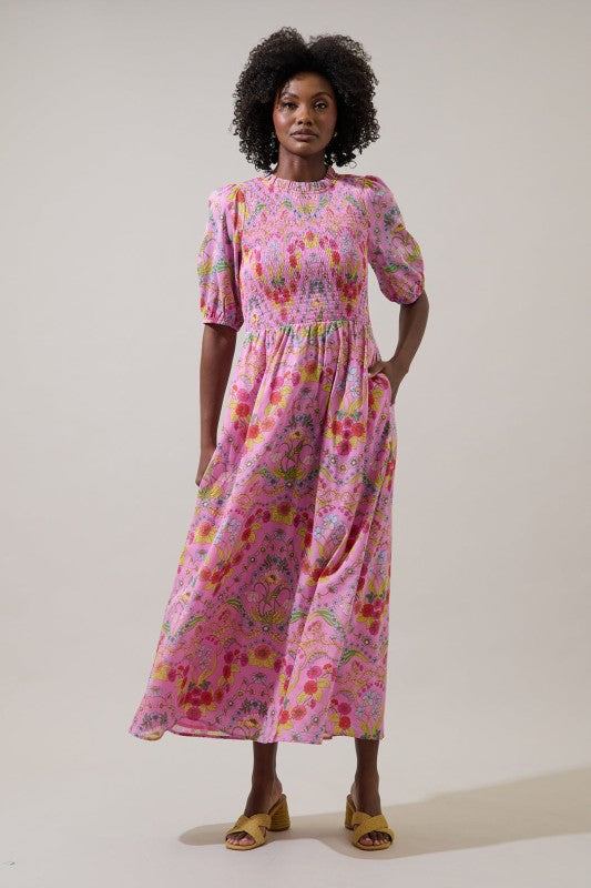 SL Floral Bermy Smocked Maxi Dress