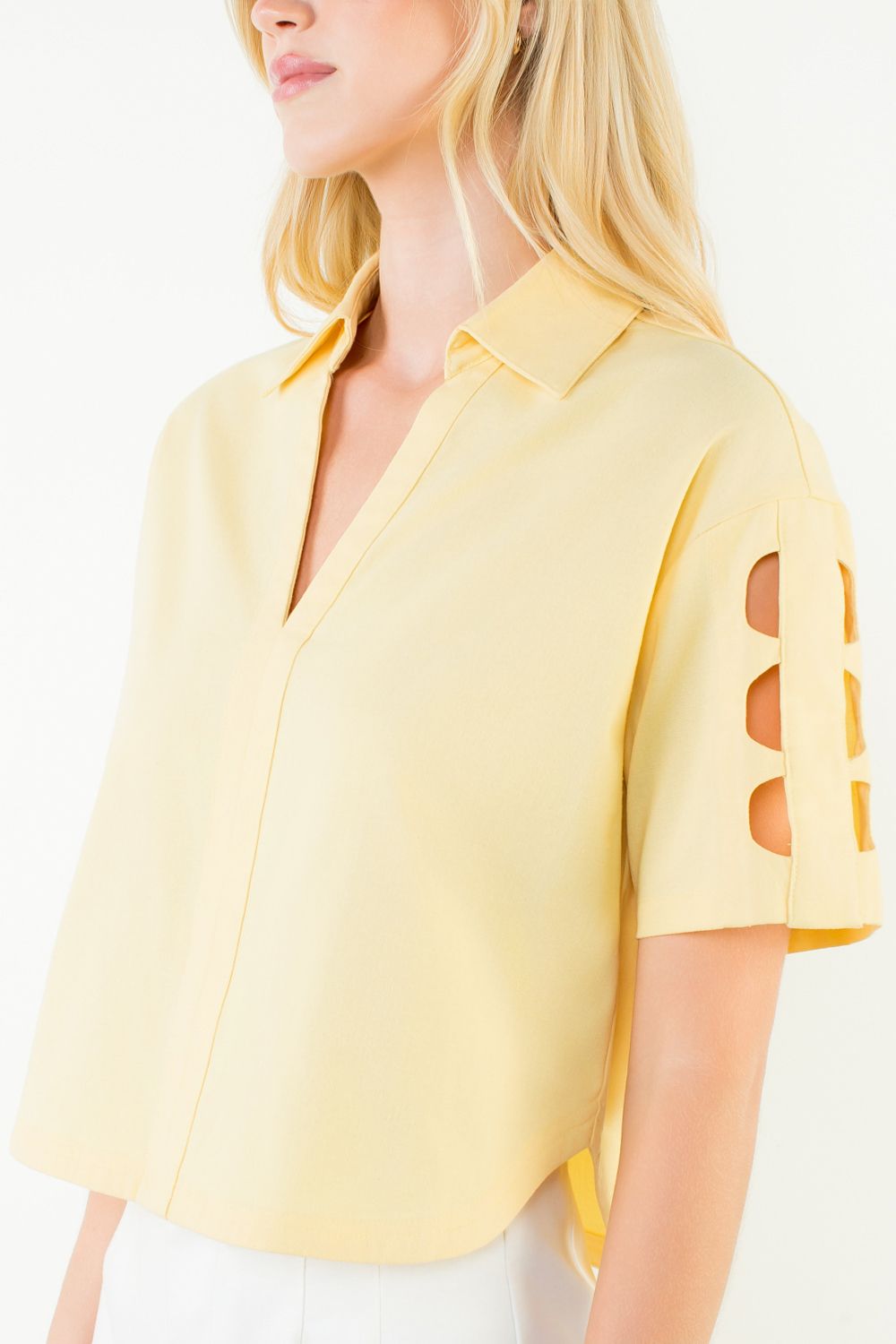 THML Short Slv Cutout Top Yellow