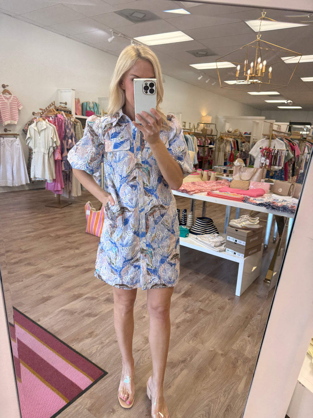 Joy Joy Eyelet Mist Shift Dress