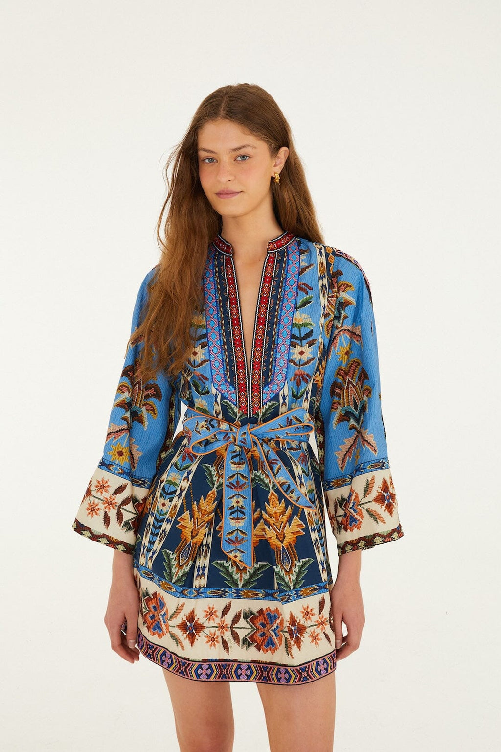 Farm Rio Embroidered Tapestry Dress