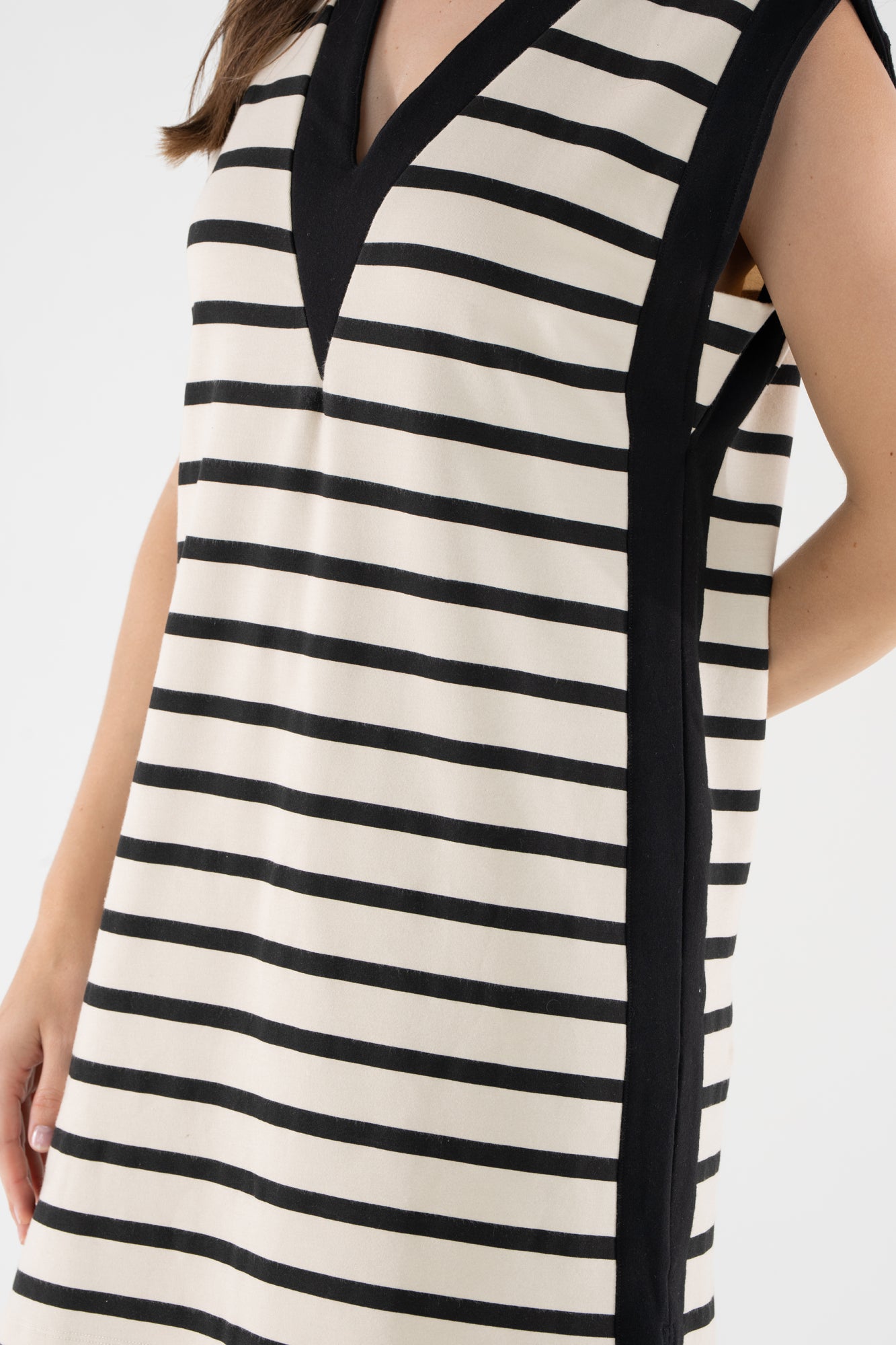 Emily McCarthy Emily Knit Shift- Noir Stripe