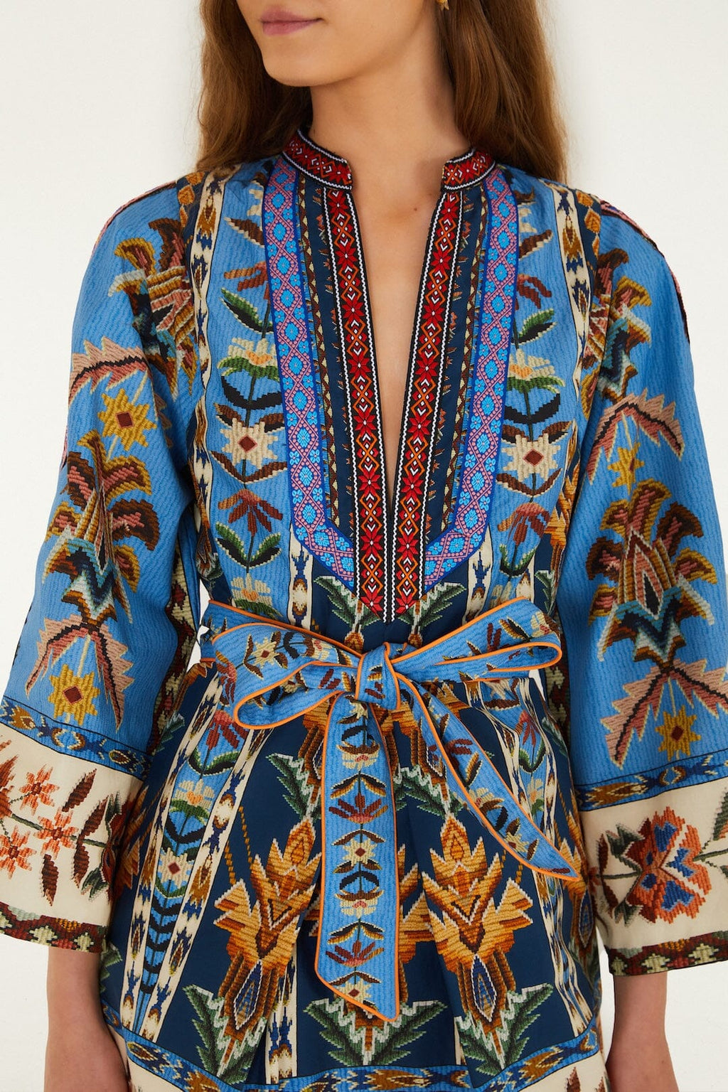 Farm Rio Embroidered Tapestry Dress