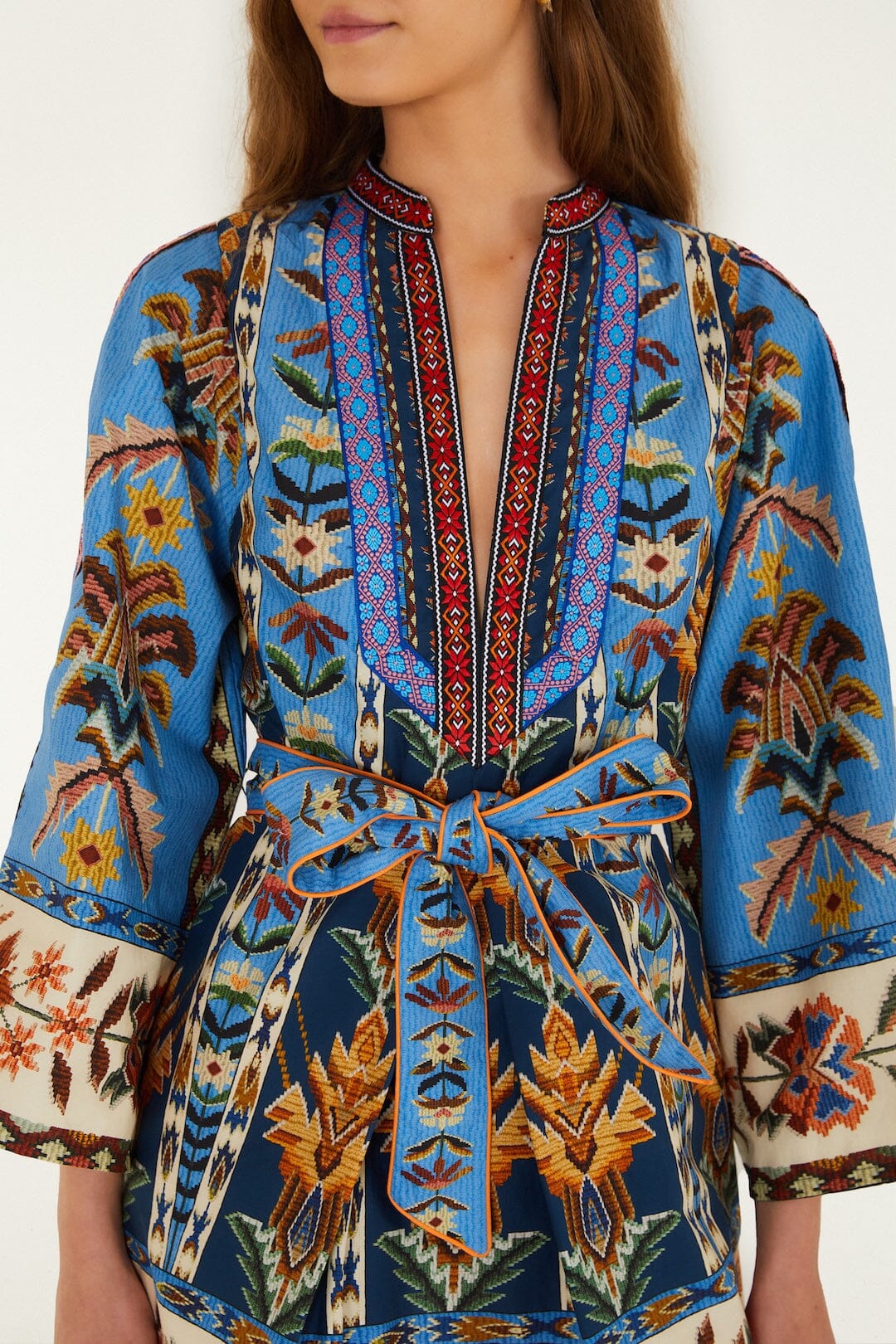 Farm Rio Embroidered Tapestry Dress