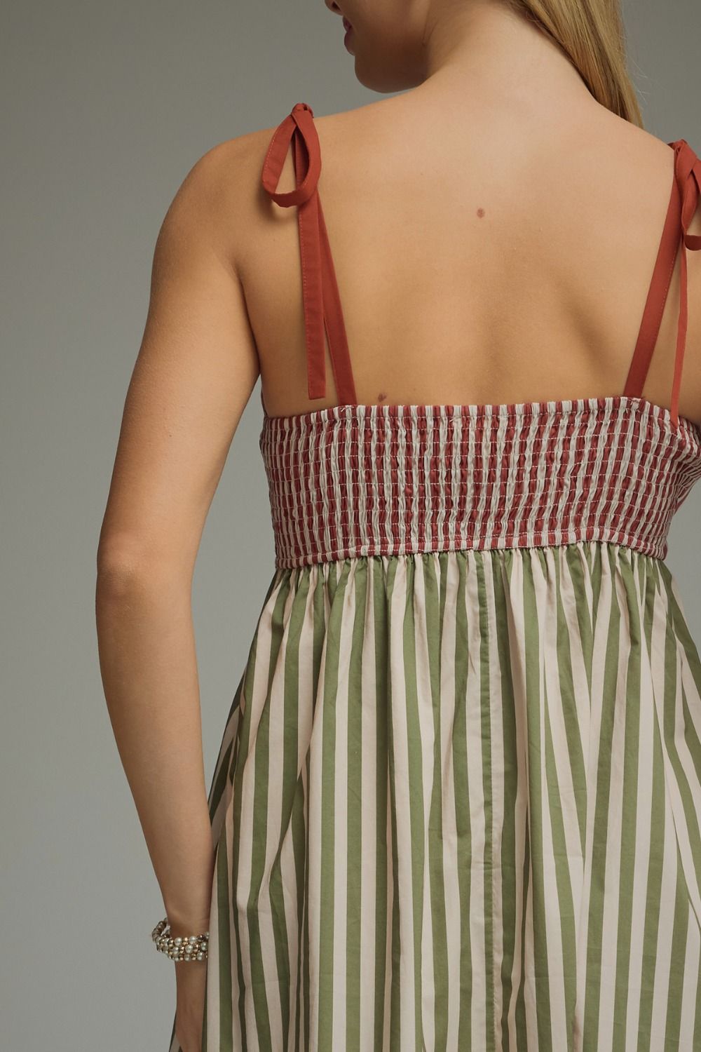 ETO Scallop Neck Stripe Maxi- rust/olive