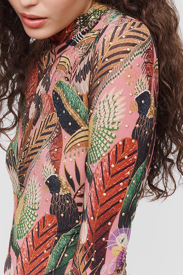 Farm Rio Artisanal Birds Jersey Top