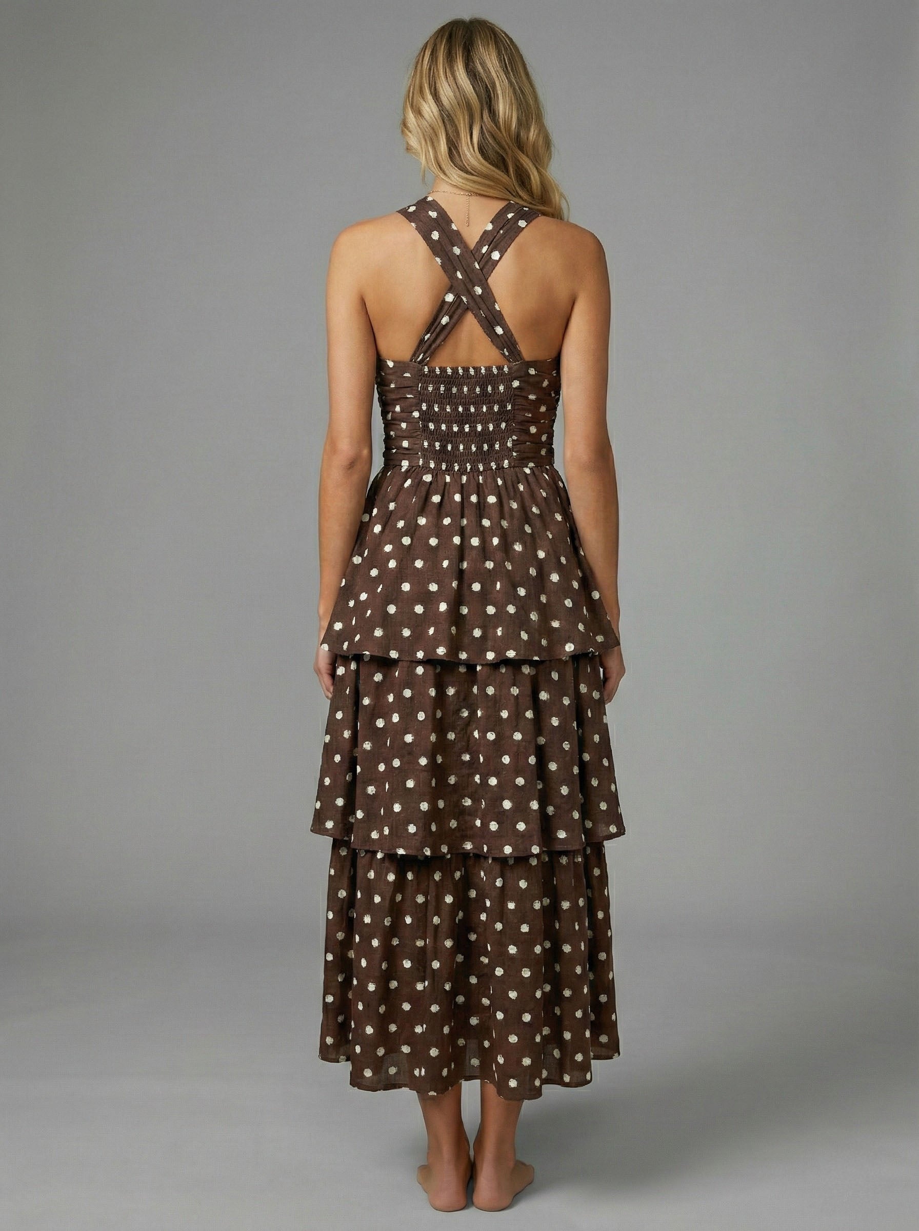 Meet Me in Sant Polka Dot Maxi- chestnut