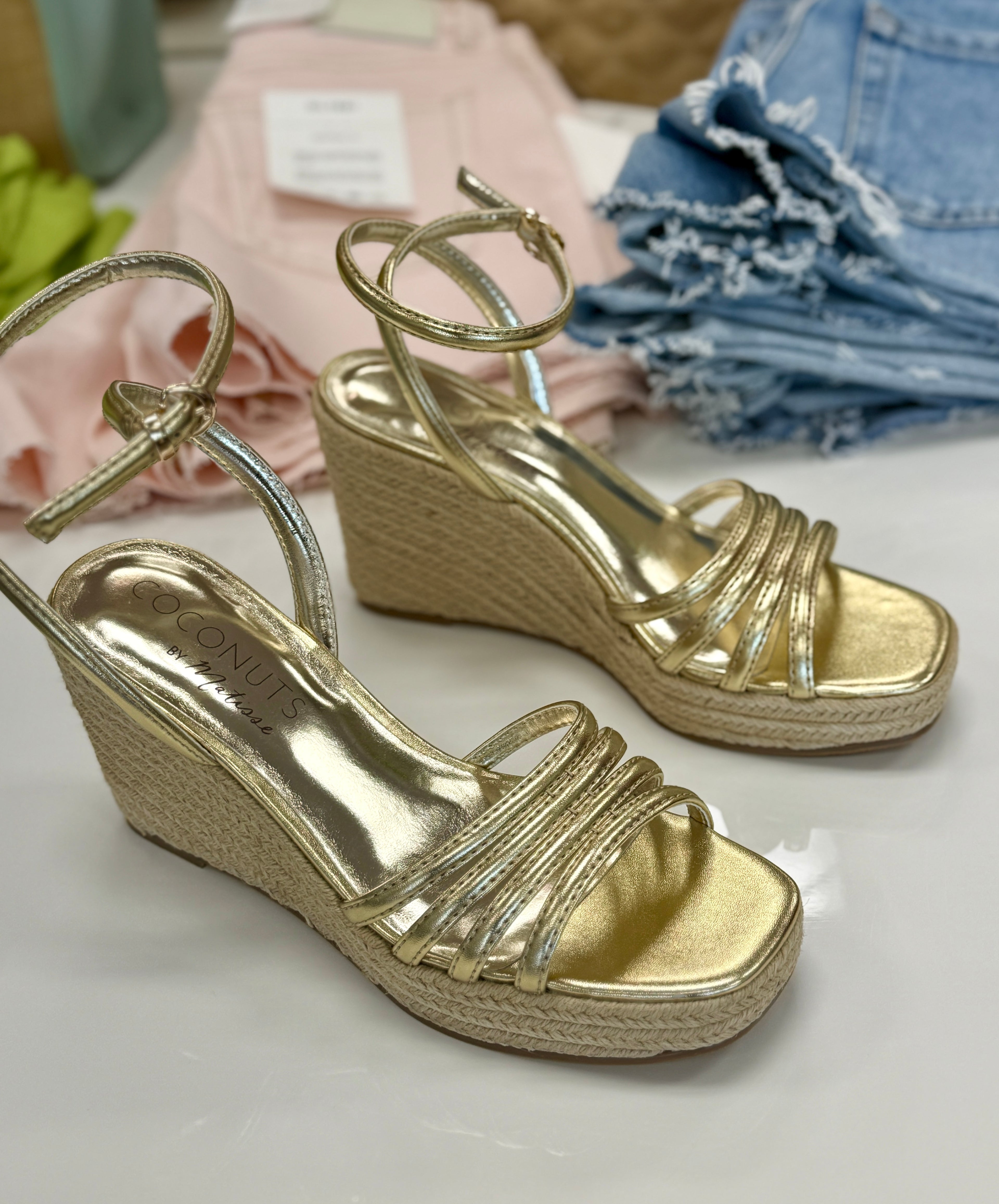 Matisse Sunny Woven Wedge- Gold