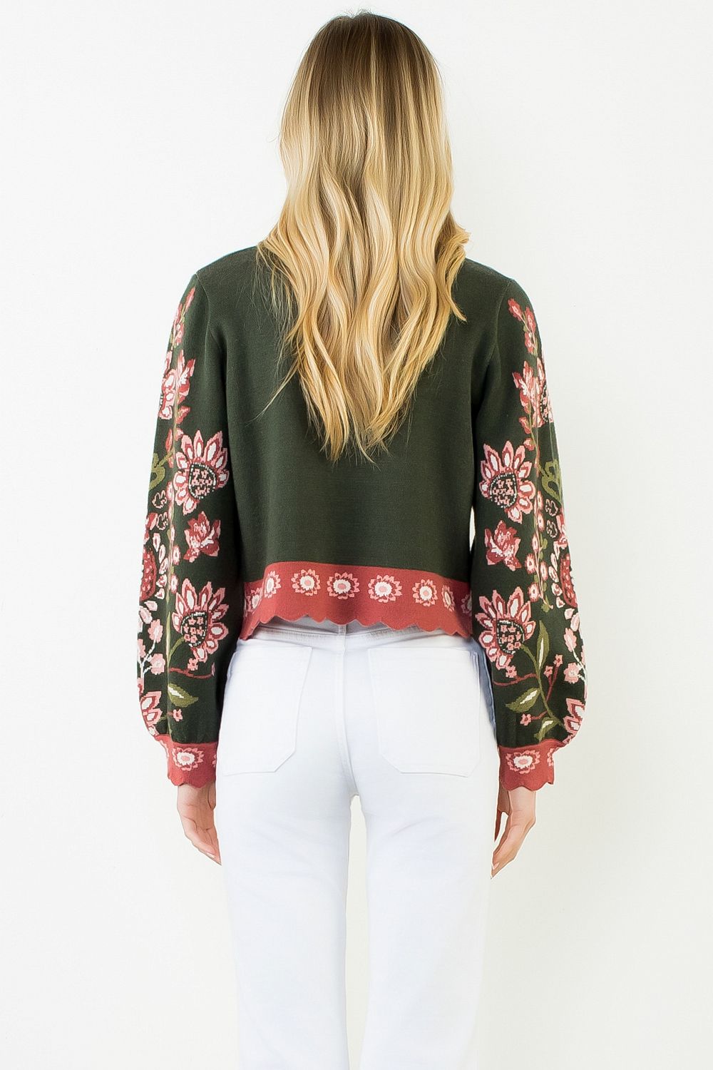 THML LS Floral Knit Sweater