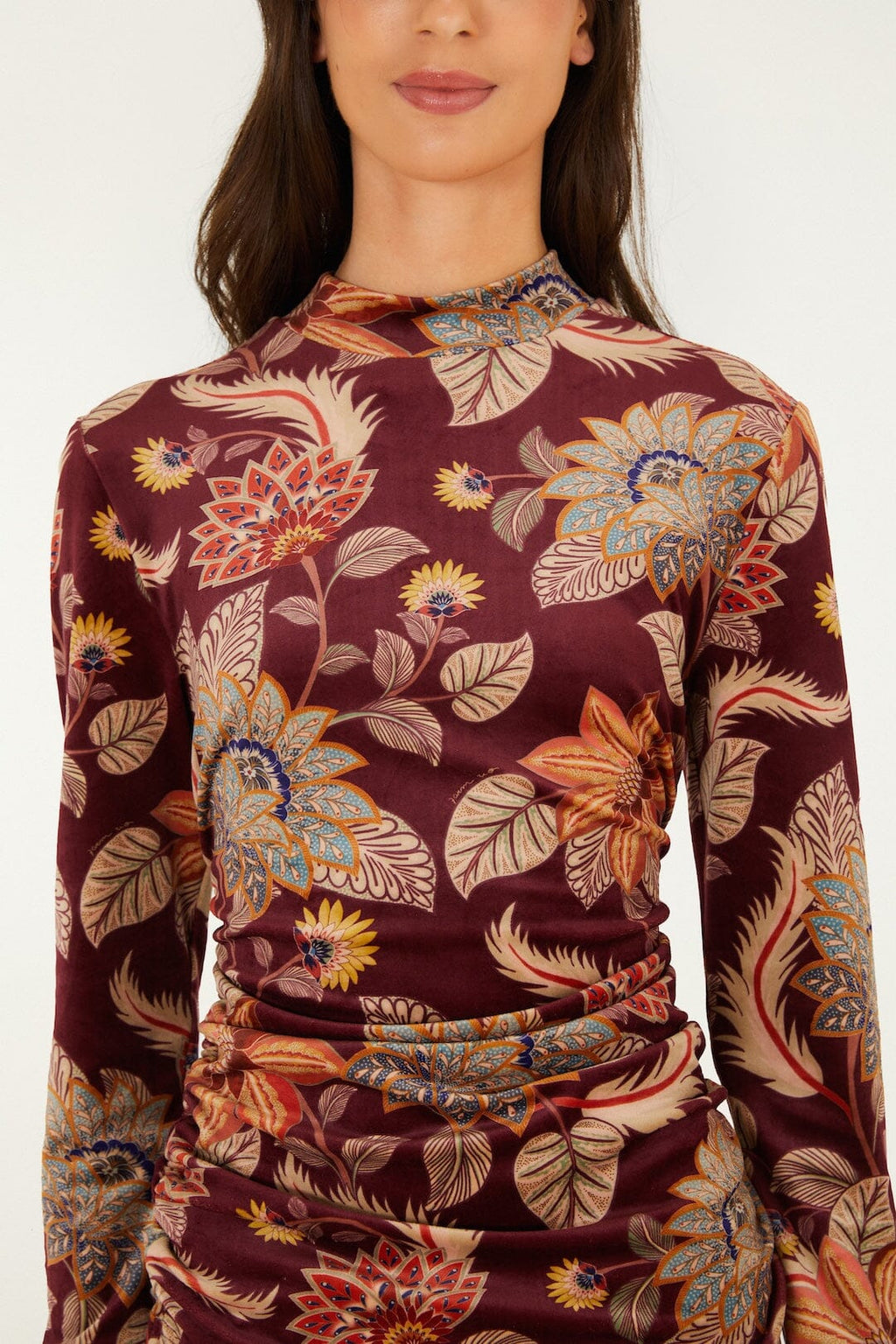 Farm Rio Delhi Floral Jersey Top- Velvet