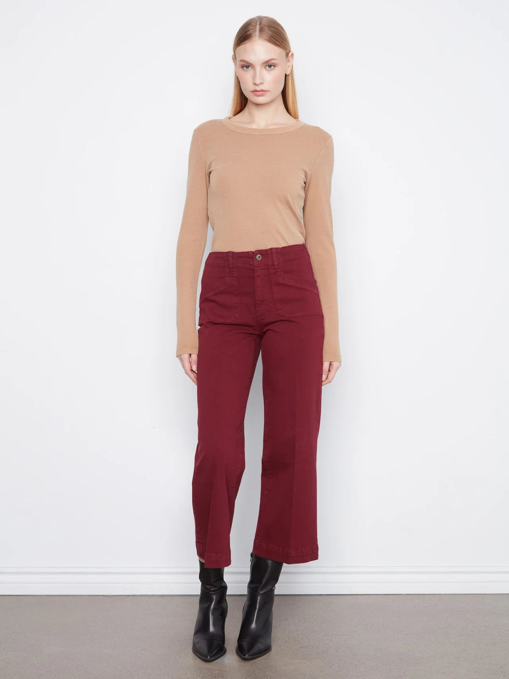 Pistola Penny Crop Wide Leg- Crimson