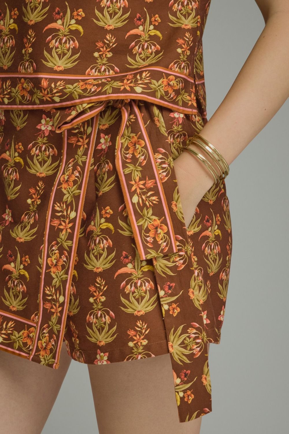 ETO Floral Contrast Border Skort Set- multi