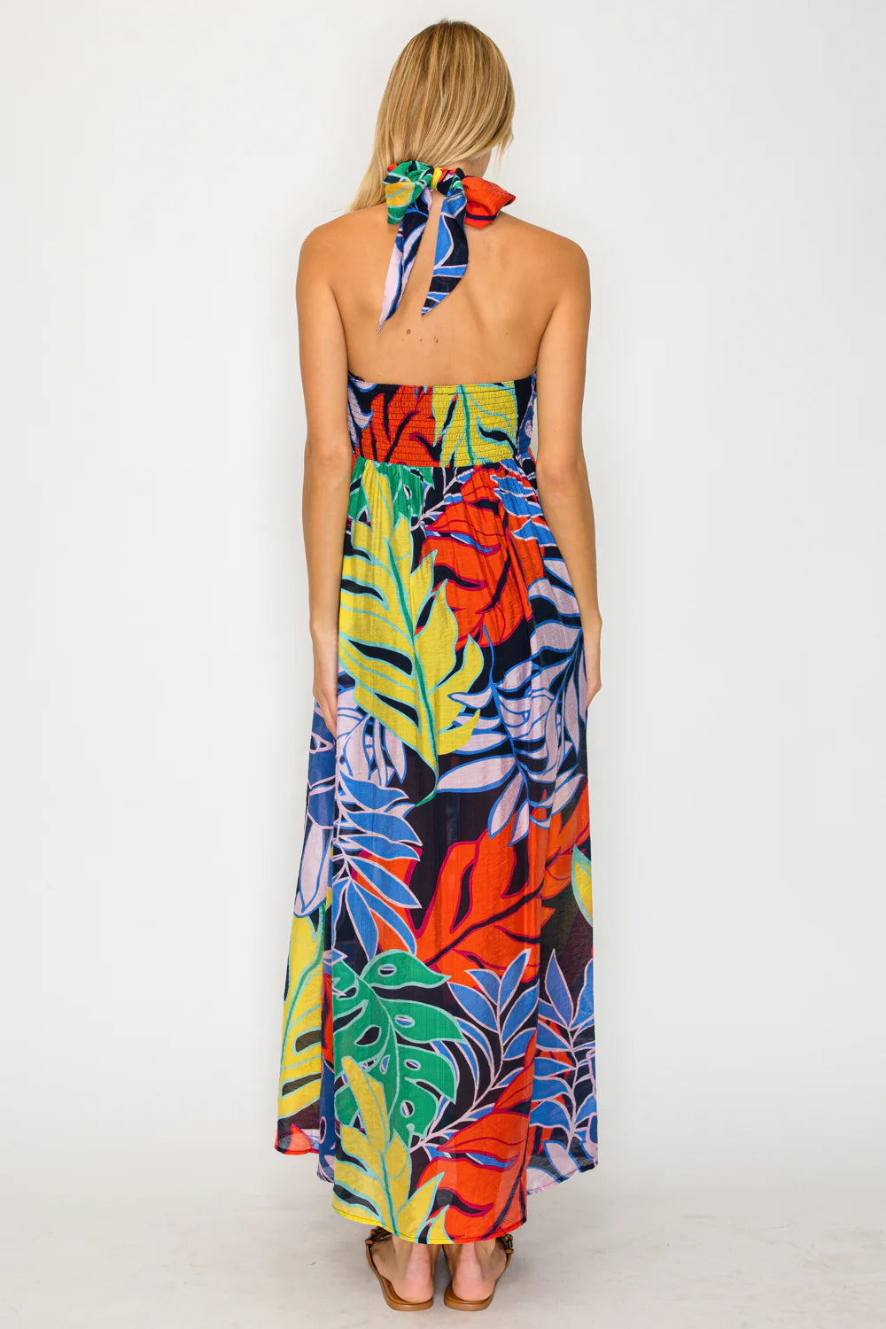 Meet Me in Santorini Tropical Halter Maxi