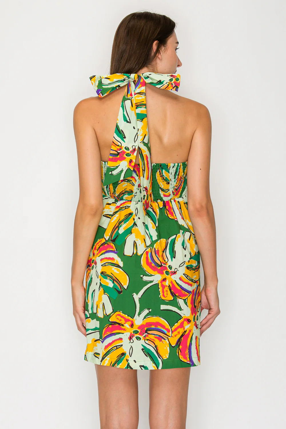 Meet Me in Santorini Monstera Short Dress