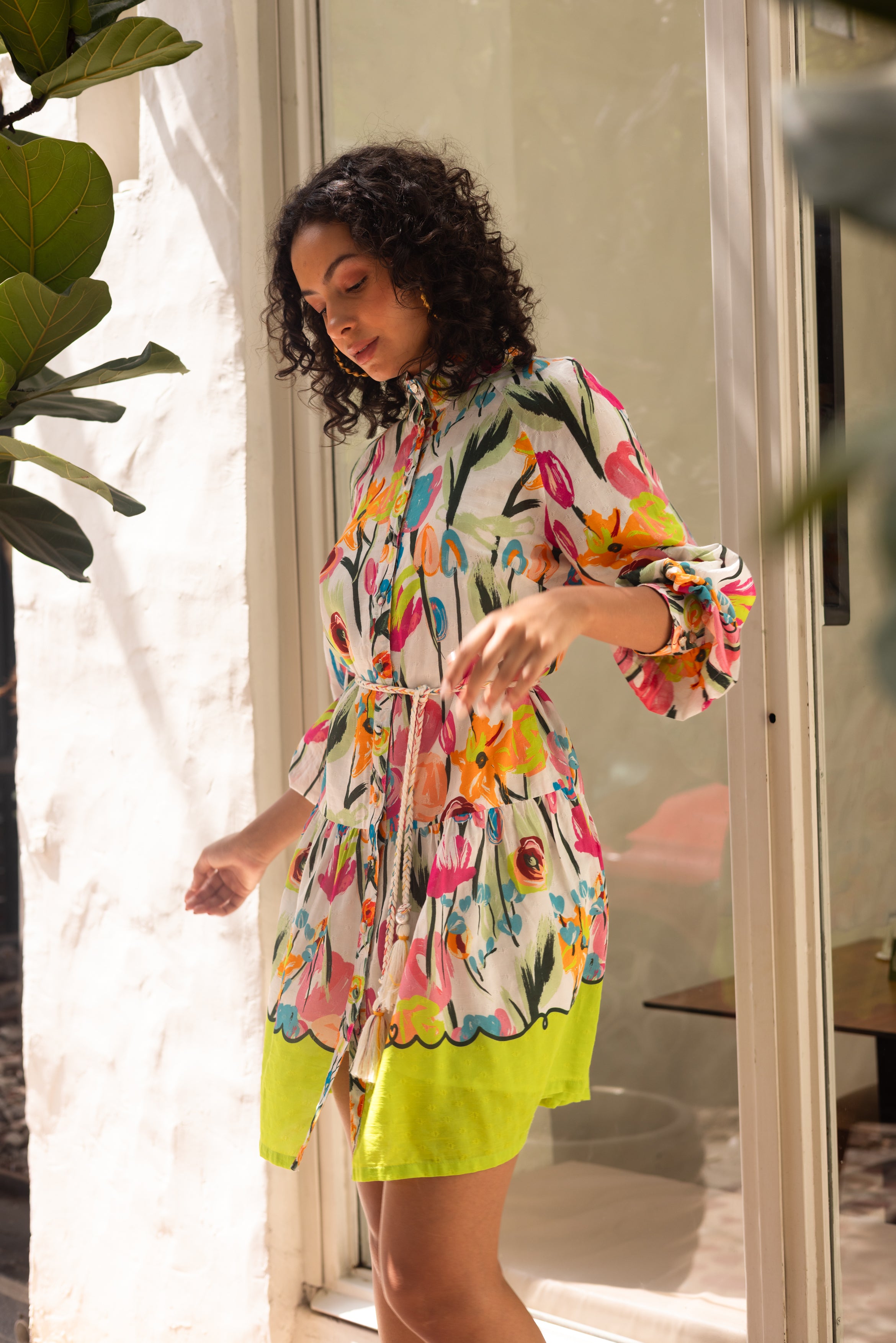 Emily Lovelock Lexie Floral Short Dress- ivory