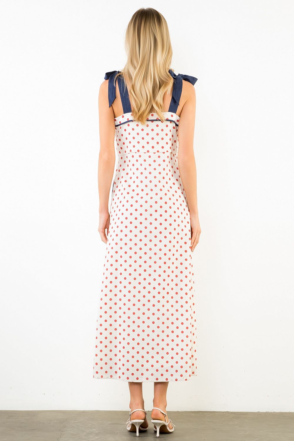 THML Polka Dot Tie Midi- Cream