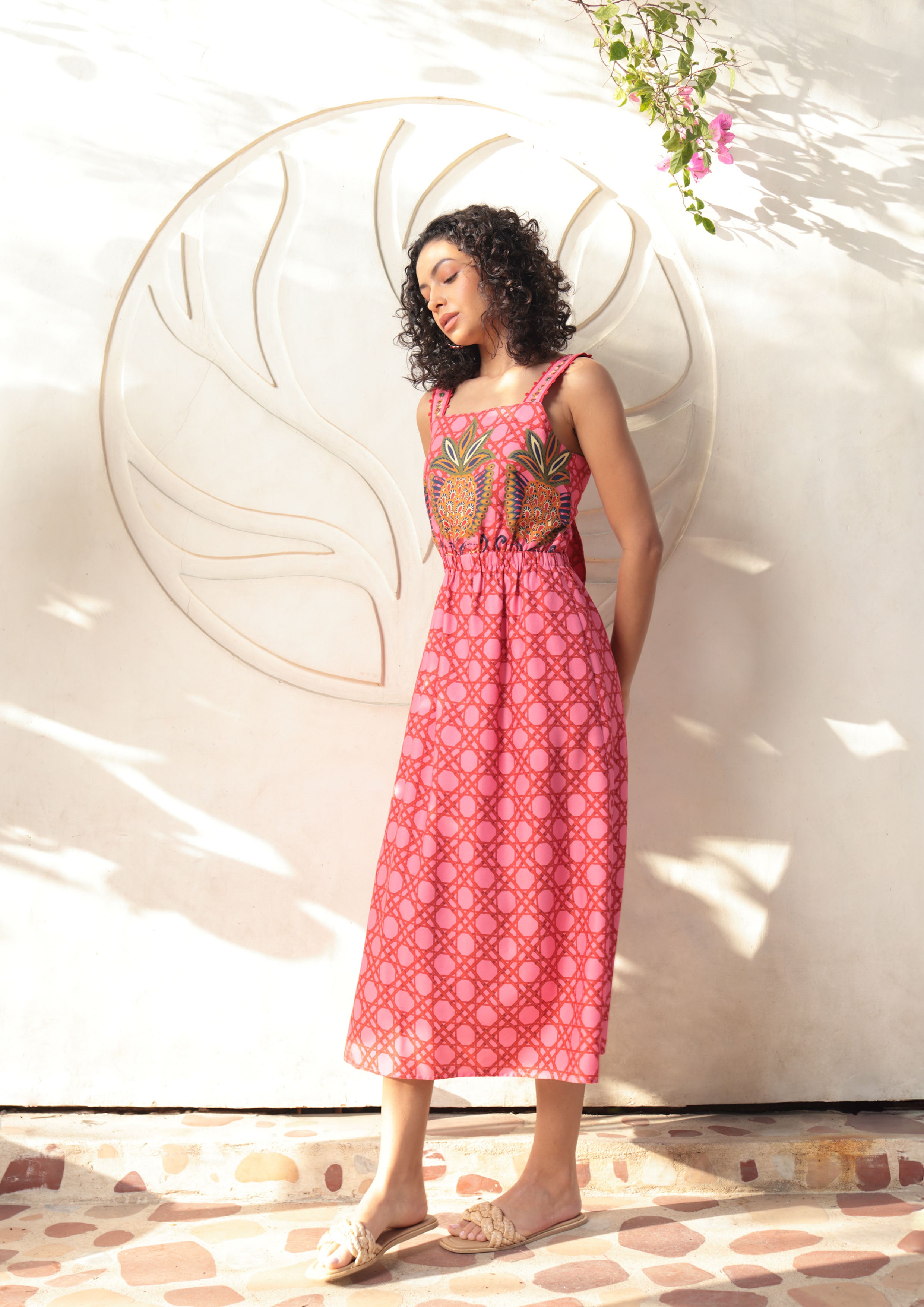 Emily Lovelock Lilian Strappy Midi- pink