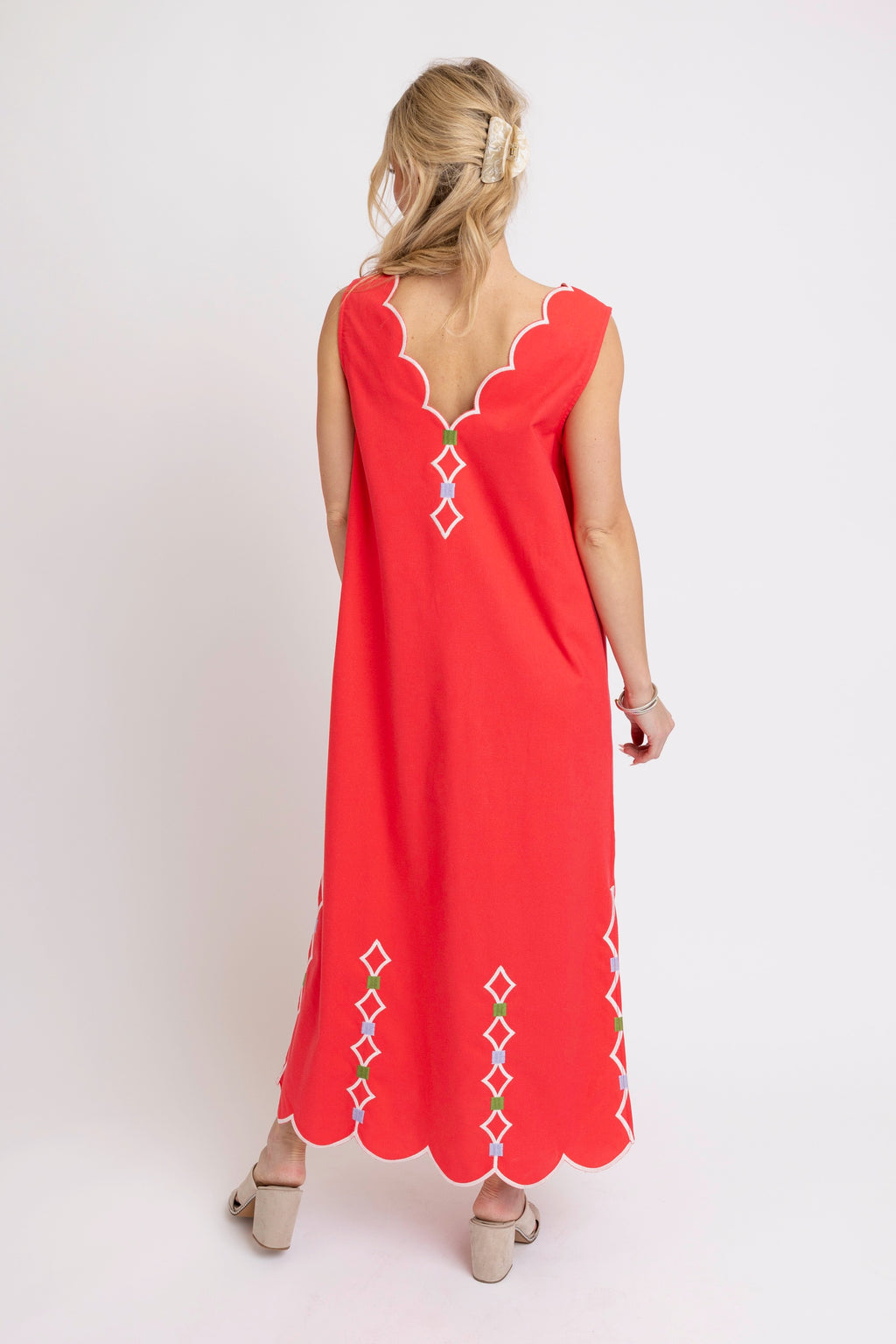 Karlie Embroidered Scallop Dress