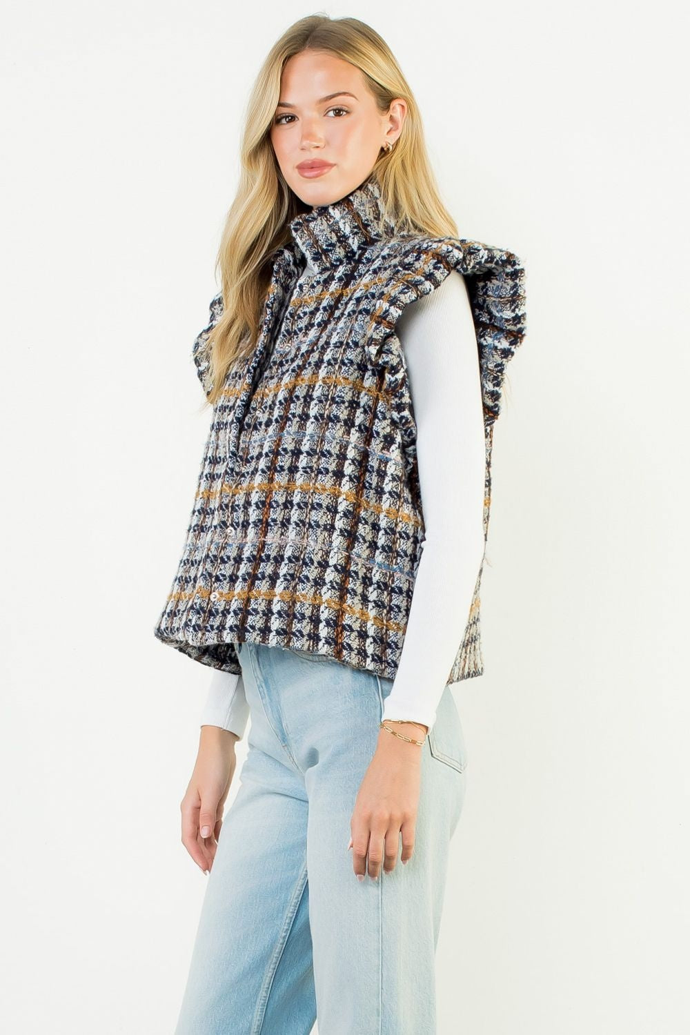 THML Plaid Tweed Vest