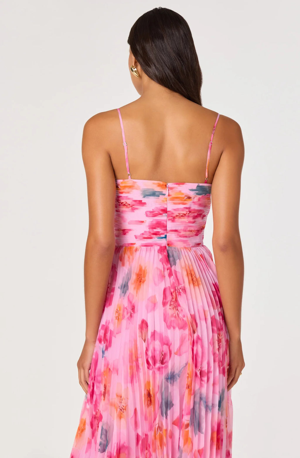 Astr Abstract Pink Floral Midi Dress
