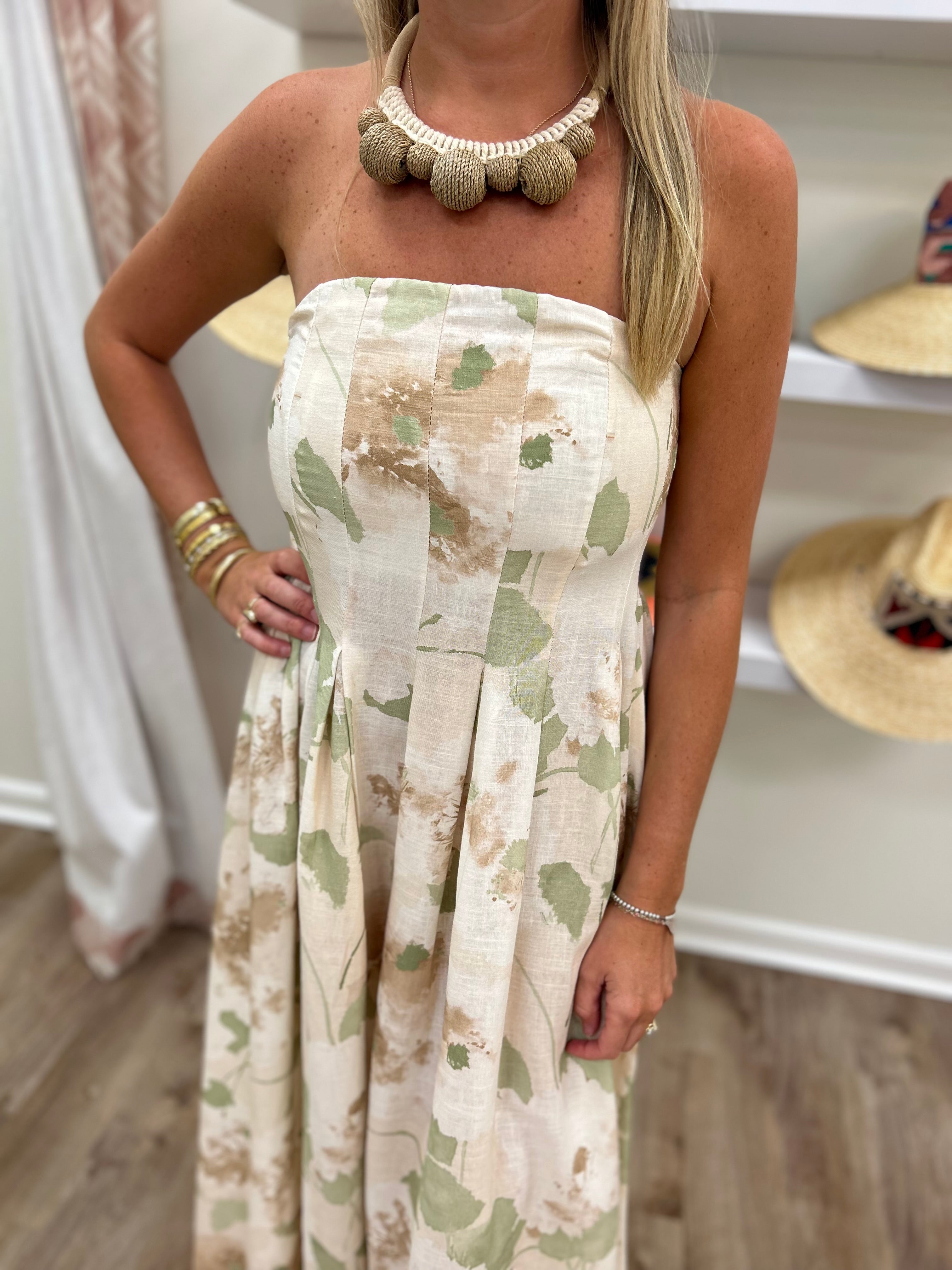 Milio Milano Pleated Tube Dress- Meadow
