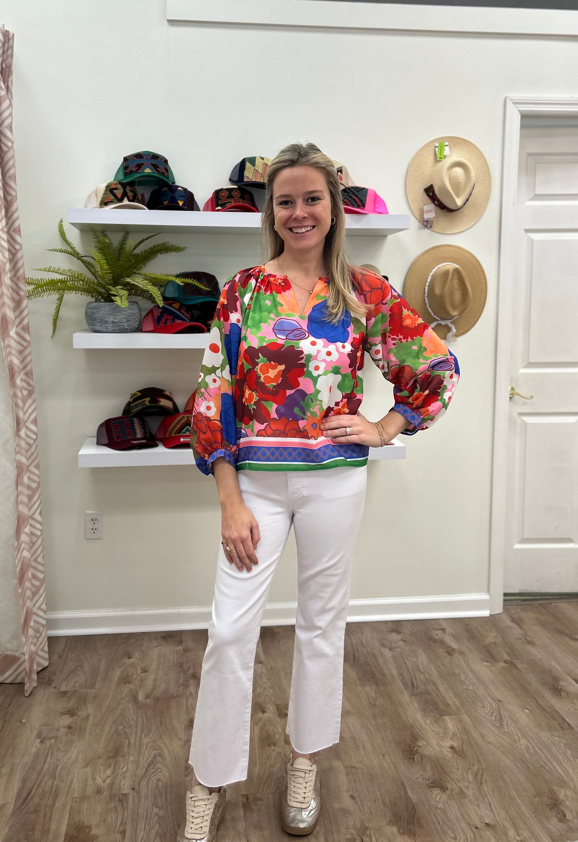 Joy Joy Peasant Bishop Slv Top Whisper