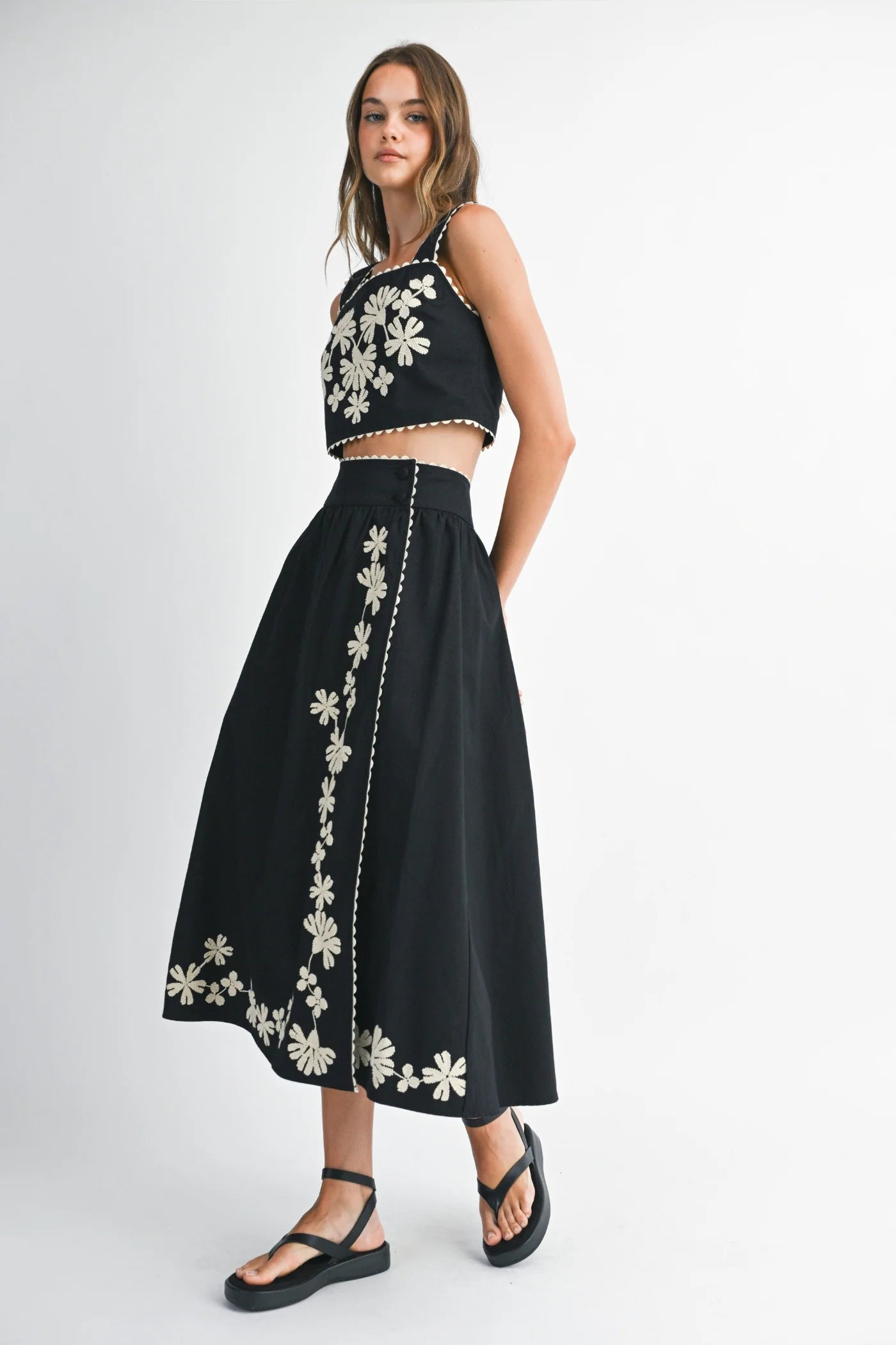 MBL Embroidered Midi Skirt Set