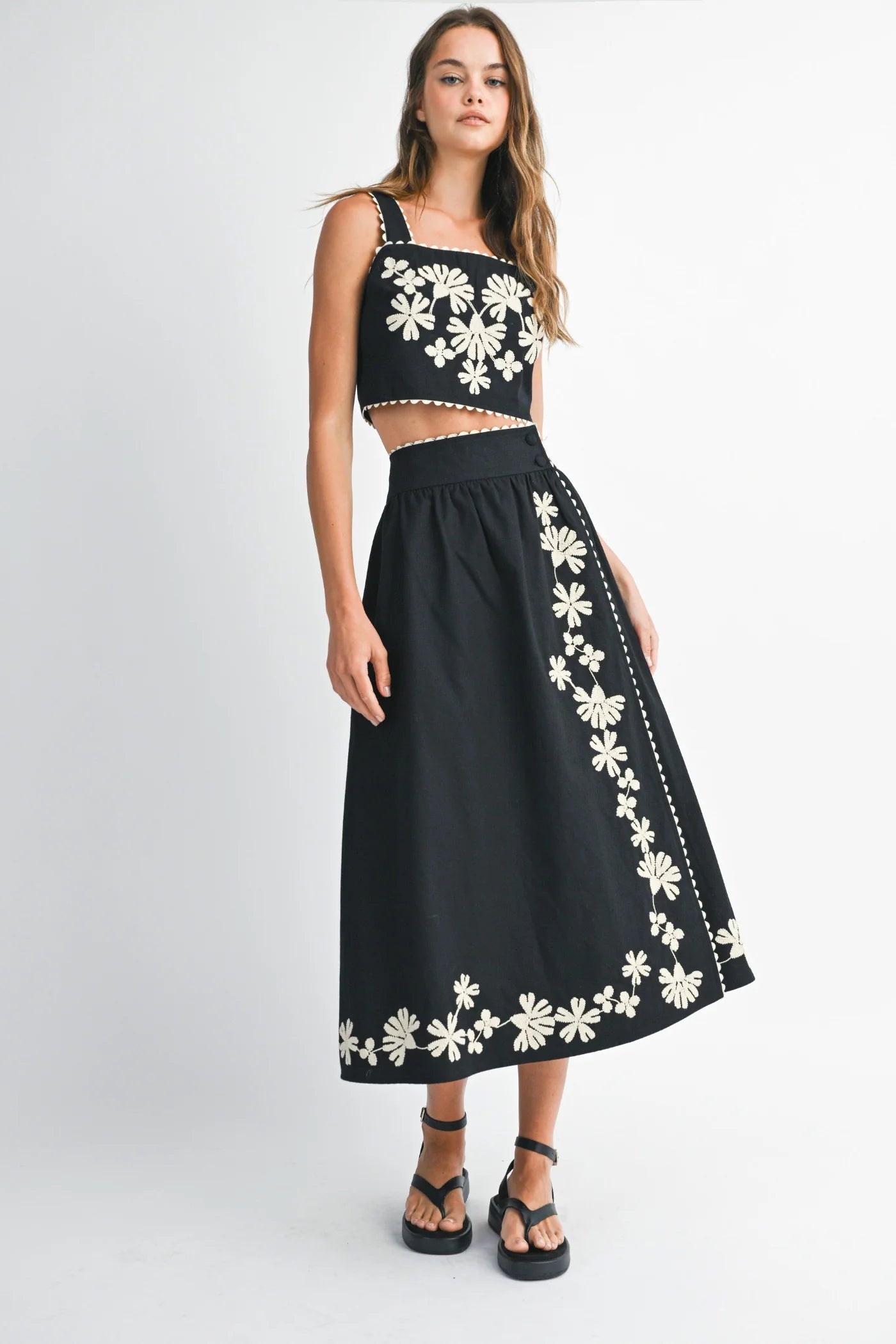 MBL Embroidered Midi Skirt Set