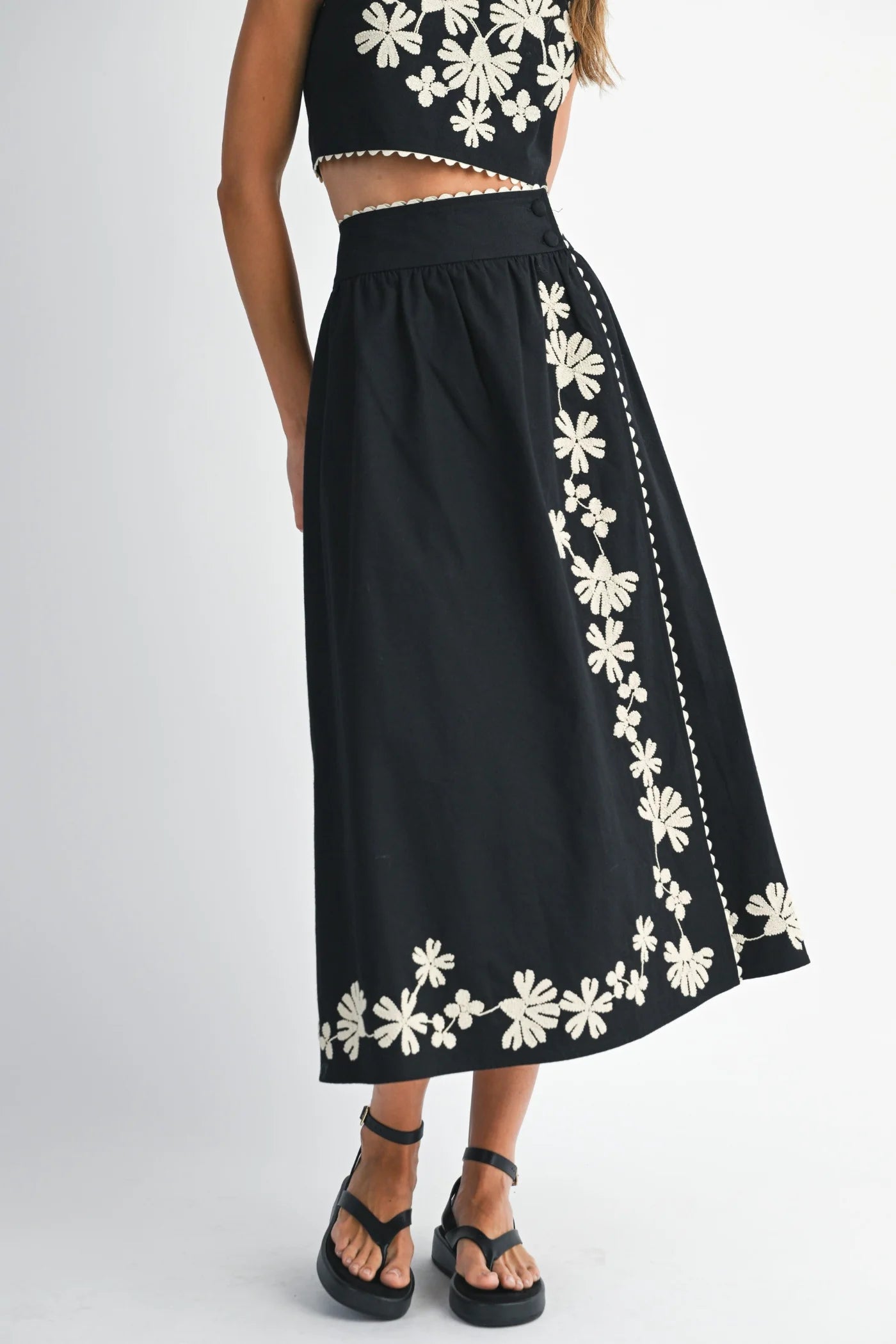 MBL Embroidered Midi Skirt Set