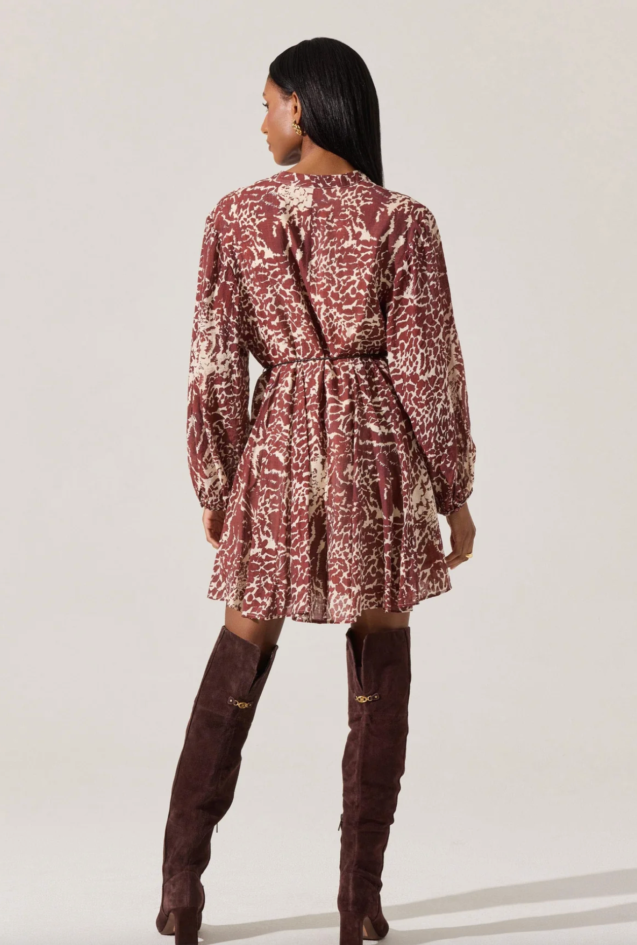 astr long sleeve dress ASTR The Label Lydia Off-Shoulder Long-Sleeve Midi Dress