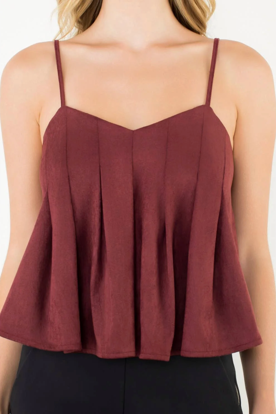 THML Suede Pleated Top