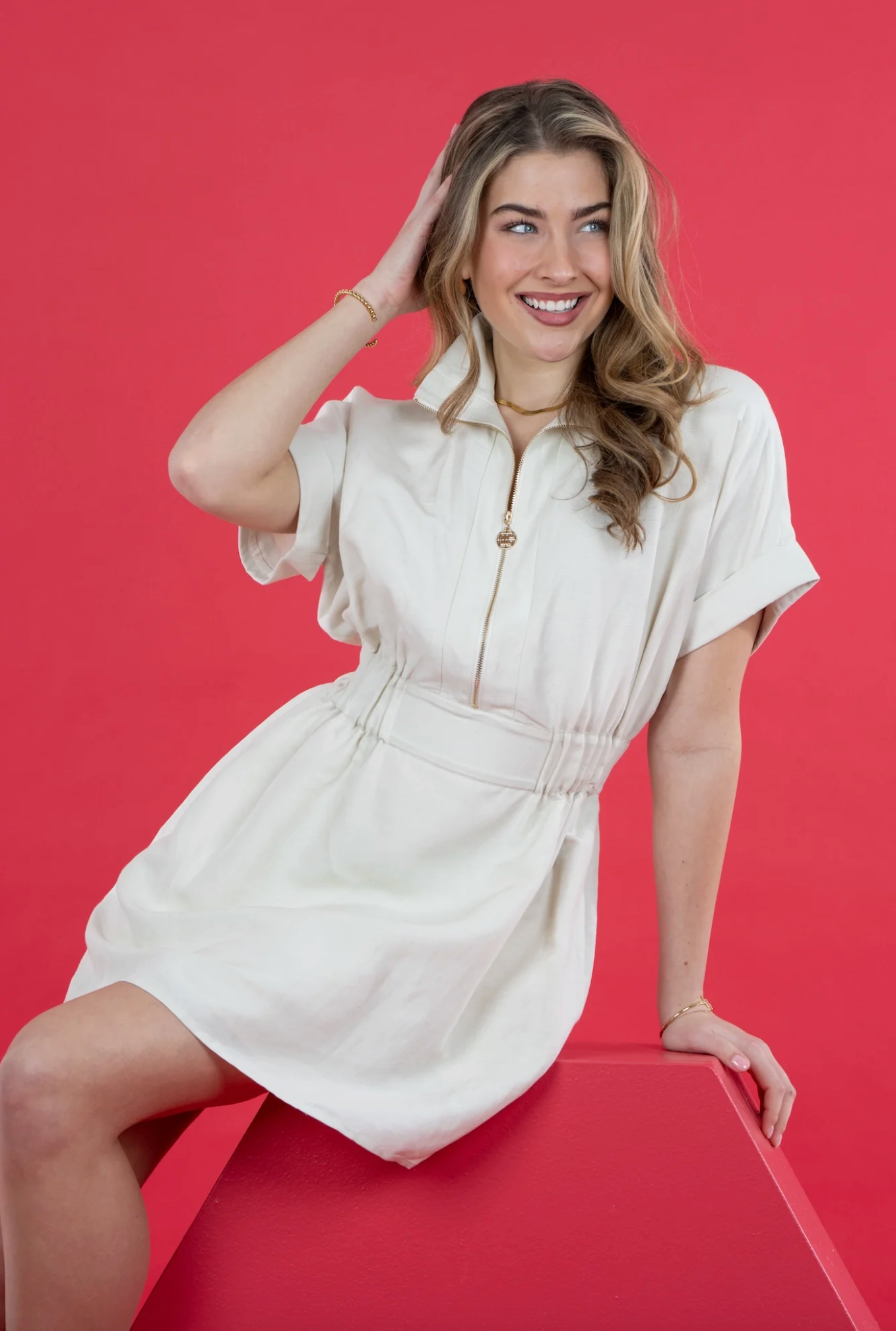 Emily McCarthy Pullover Dress- Sandshell